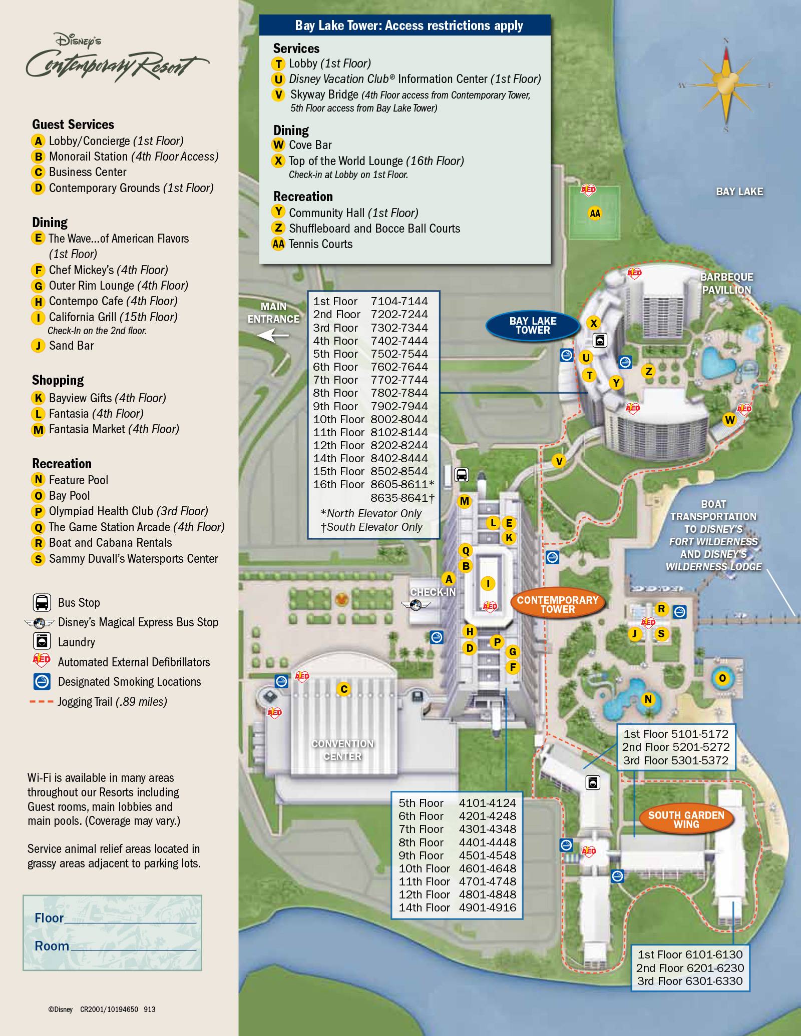 2013 Contemporary Resort guide map