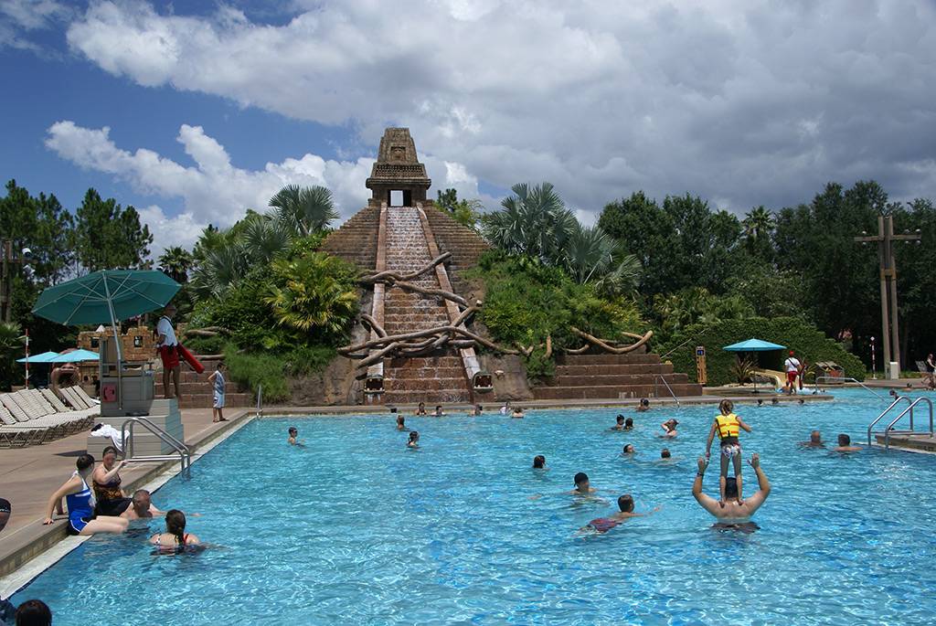 The 50ft tall Mayan Pyramid of the Lost City of Cibola pool
