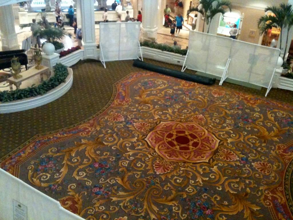 New carpet being installed in Disney's Grand Floridian Resort lobby area