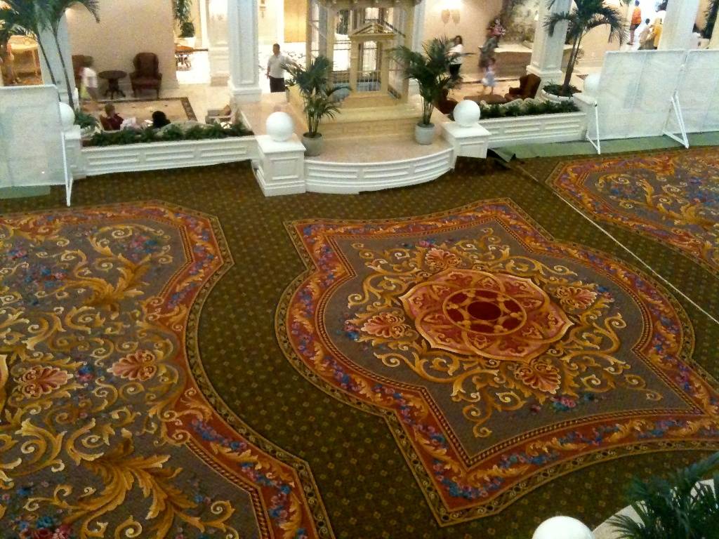 New carpet being installed in Disney's Grand Floridian Resort lobby area