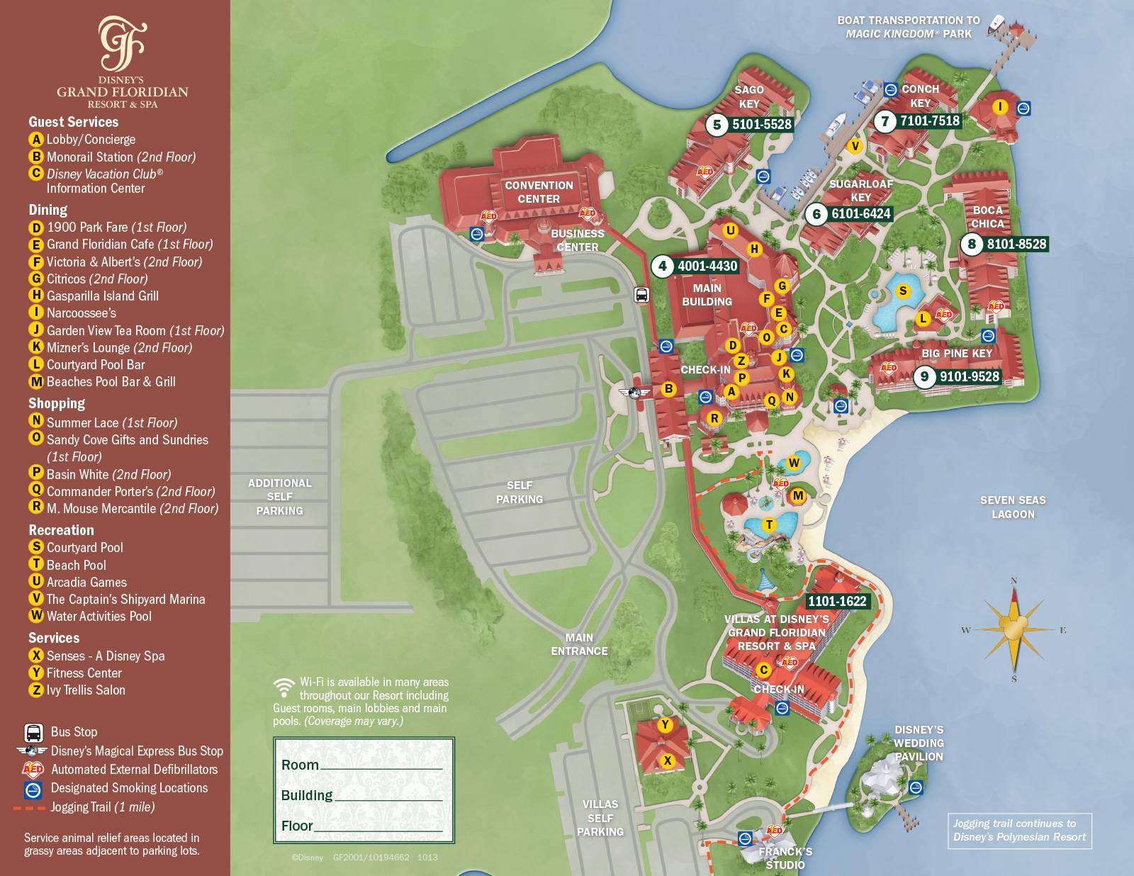 2013 Grand Floridian guide map