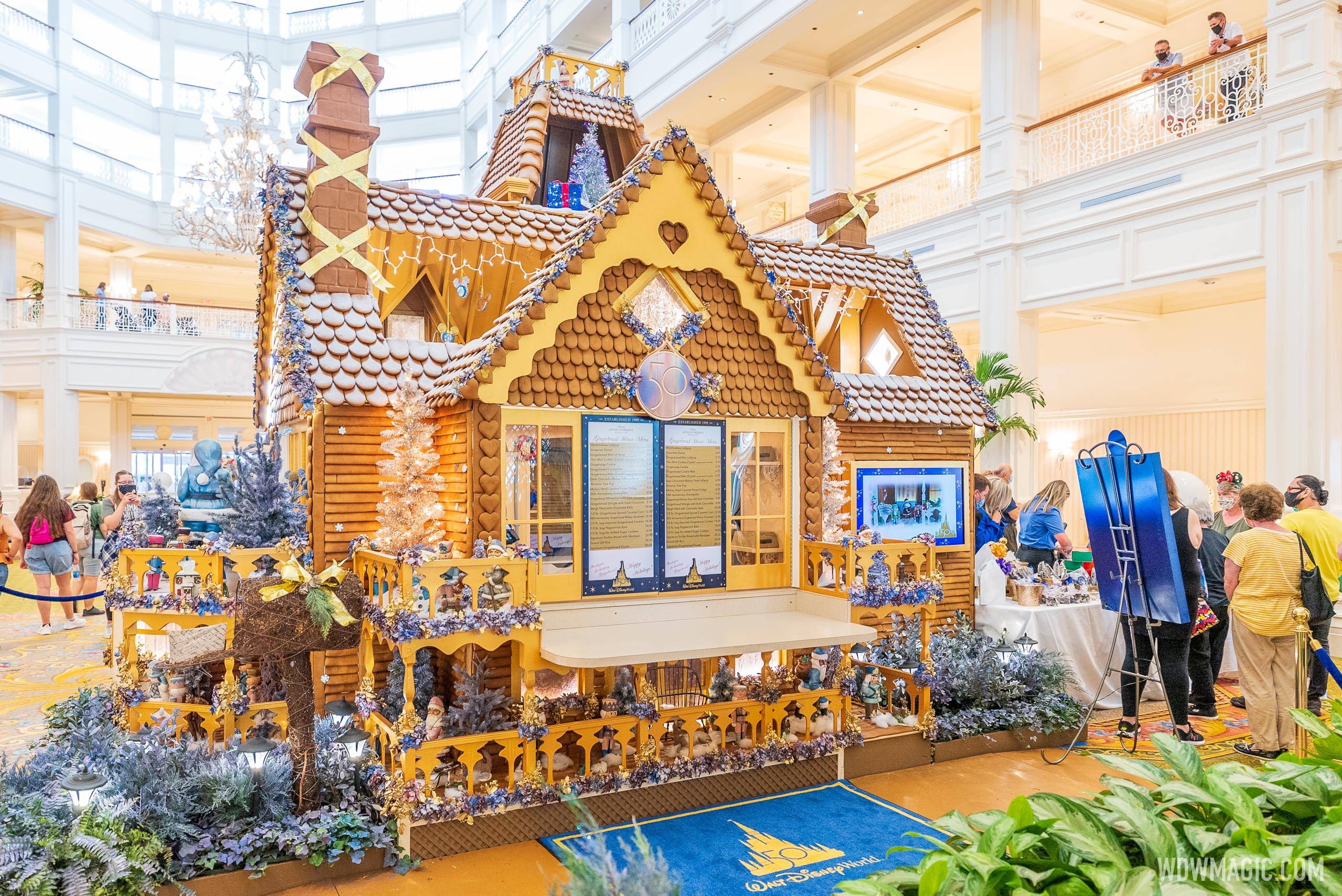 A look at the life size 50th anniversary 2021 Gingerbread House at Disney's Grand Floridian Resort