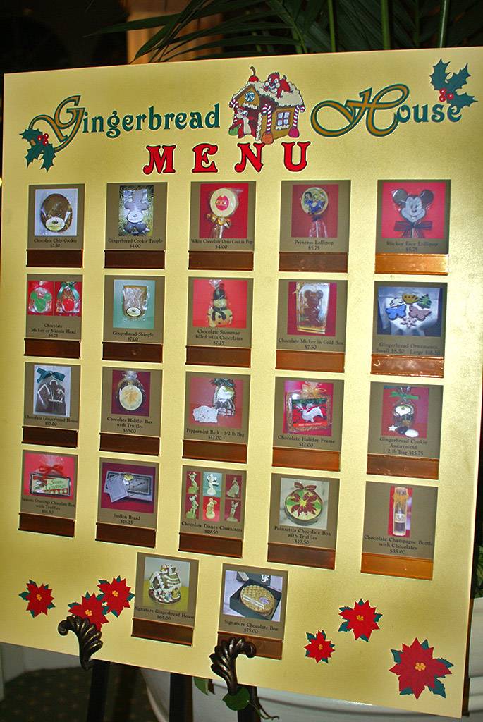 The Gingerbread House menu.
