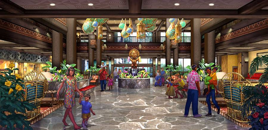 Polynesian Resort lobby and Trader Sam's concept art