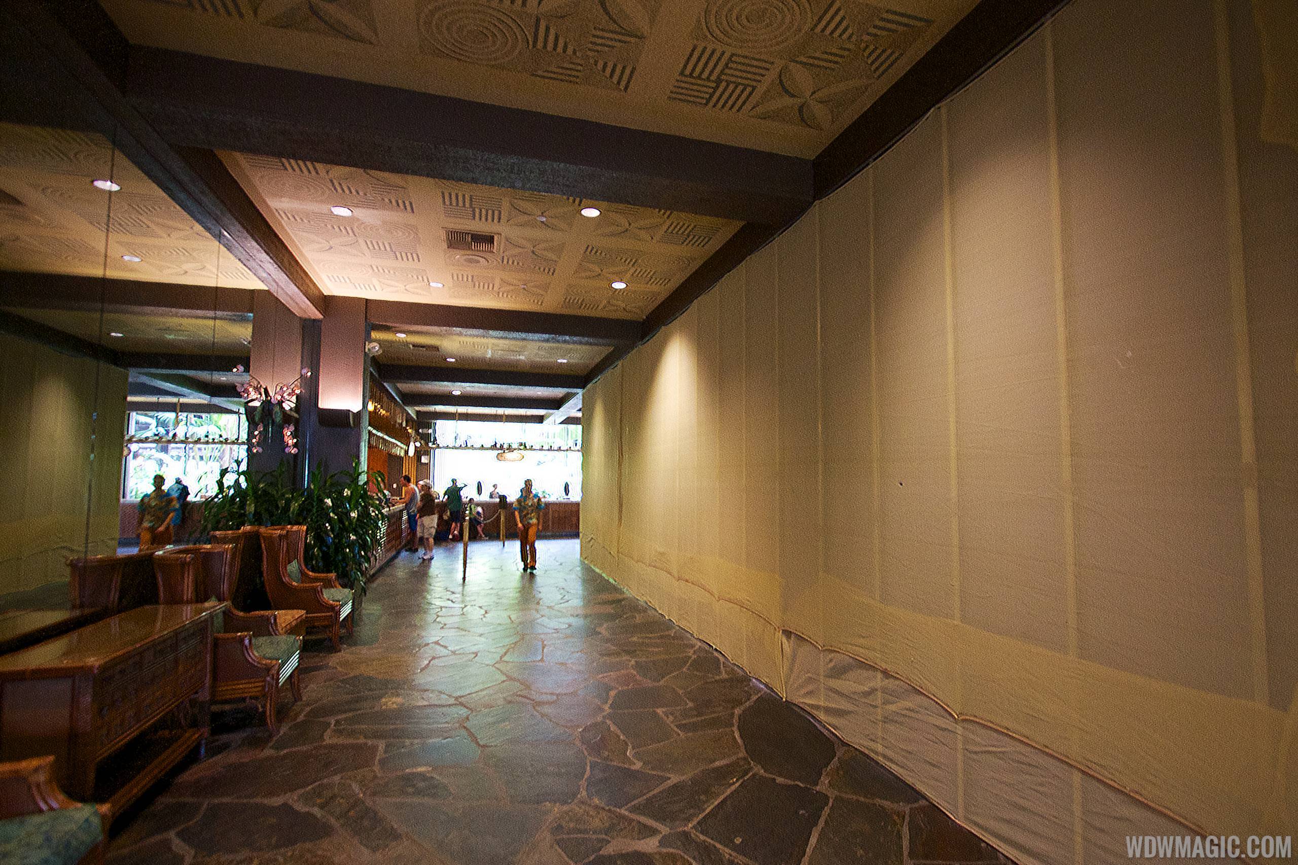 PHOTOS - Great Ceremonial House water feature walled off for demolition at the Polynesian Resort