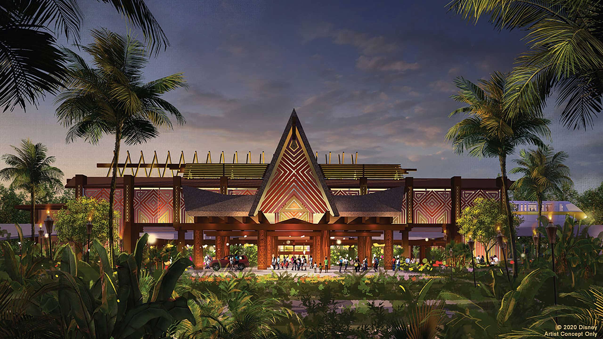 PHOTOS - Concept art of the new Polynesian Village Resort main entrance porte cochere