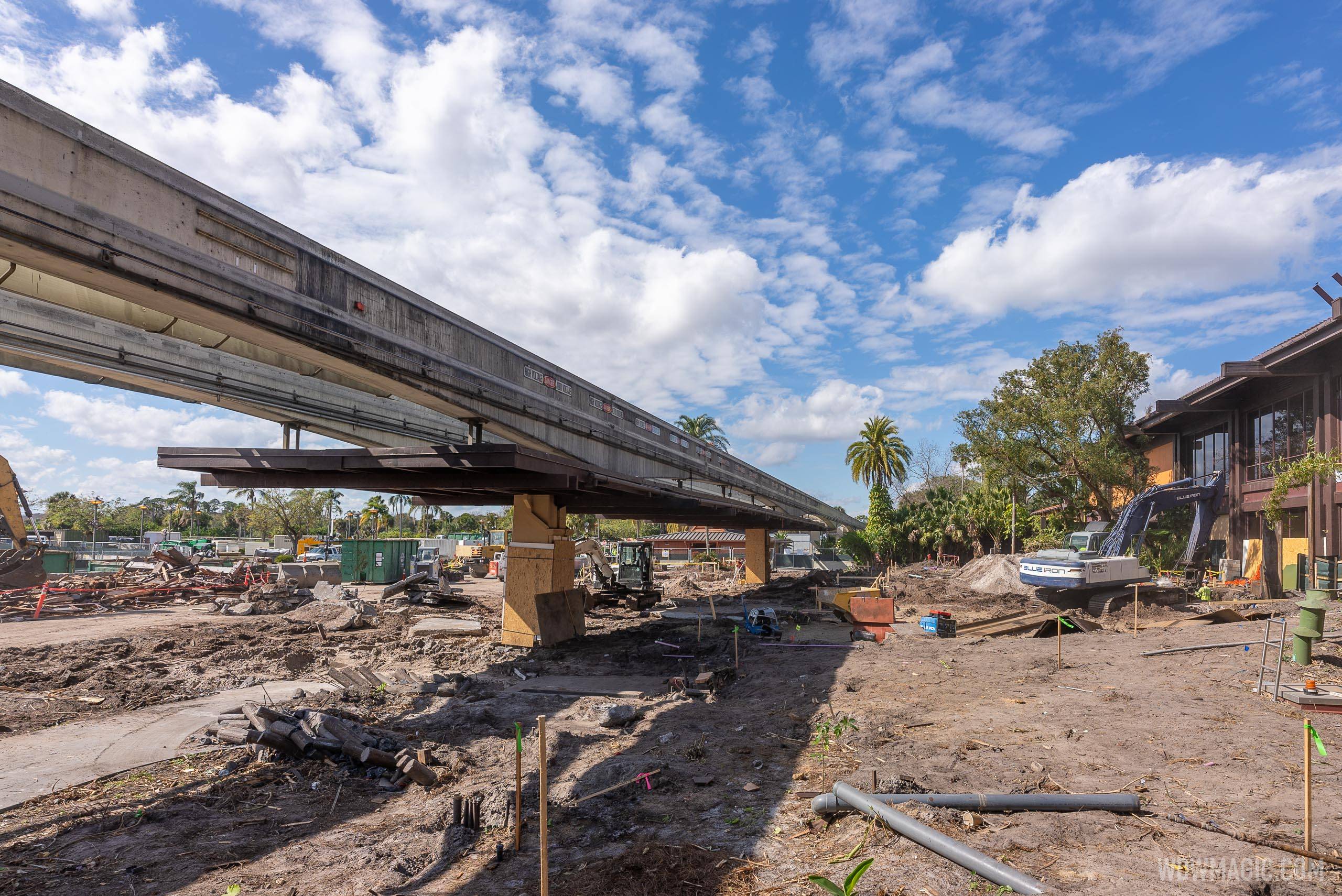 PHOTOS - Monorail station demolished as work continues on the new entrance at Disney's Polynesian Village Resort
