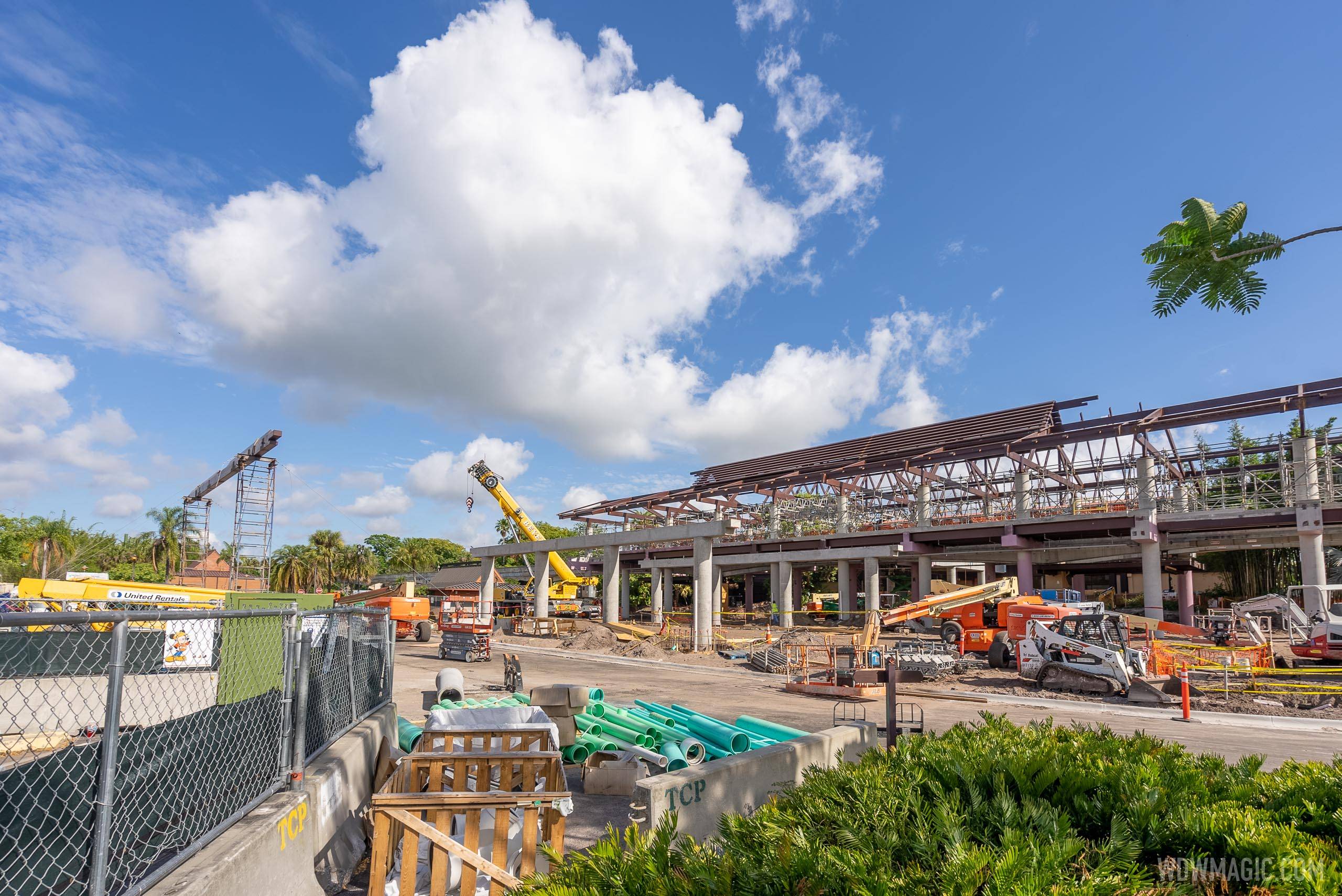 A look at construction of the new monorail station and arrival area at Disney's Polynesian Village Resort