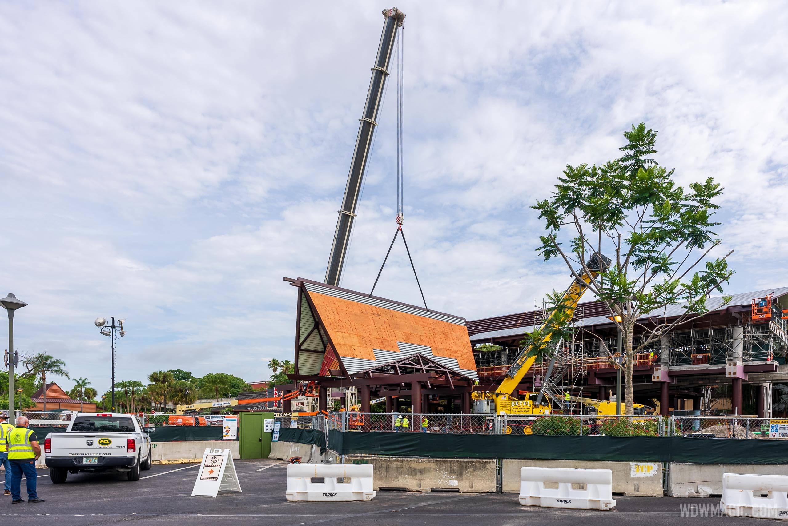 New Porte-cochere craned into position at the front of Disney's Polynesian Village Resort