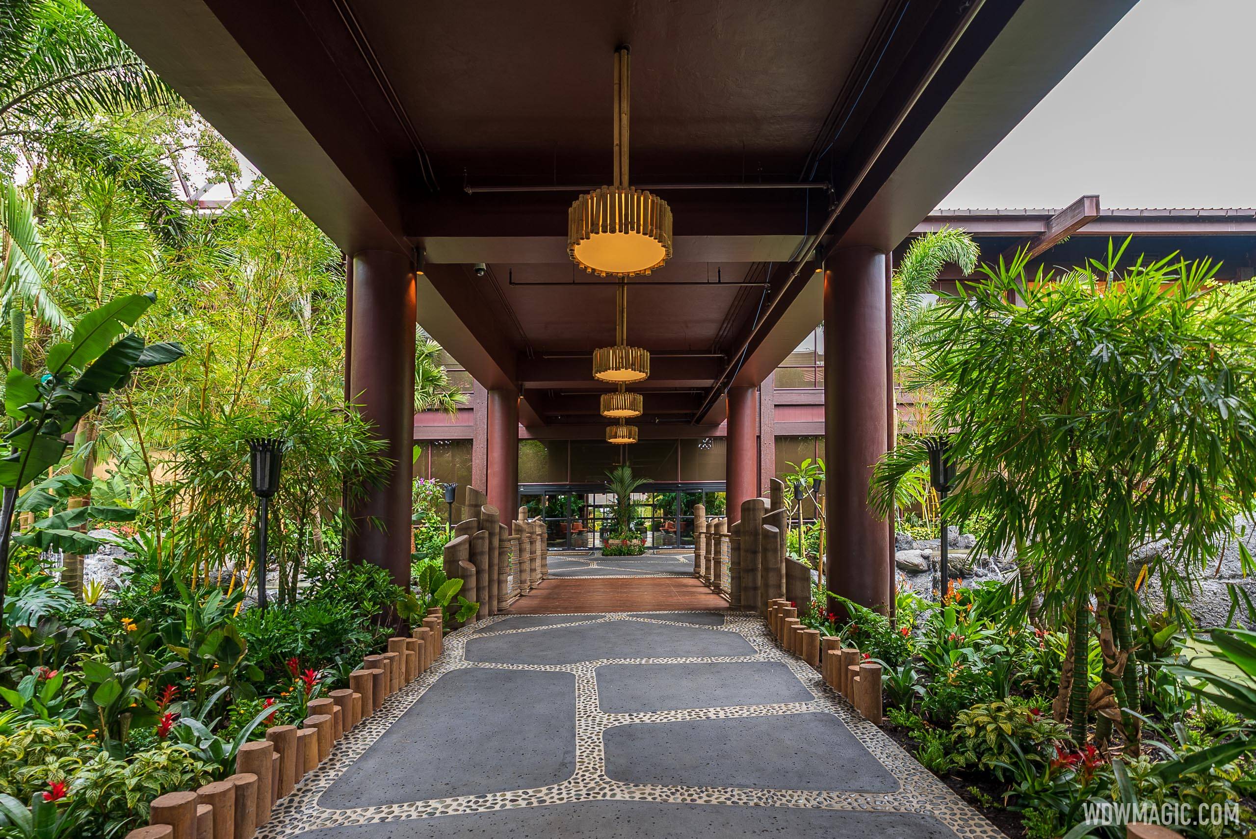 A look at the recently reopened main entrance at Disney's Polynesian Village Resort