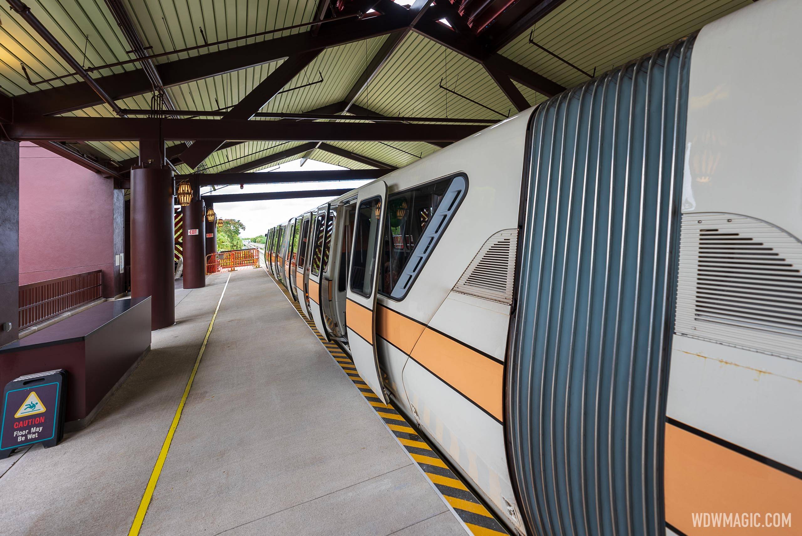 The monorail station platform at Disney's Polynesian Resort