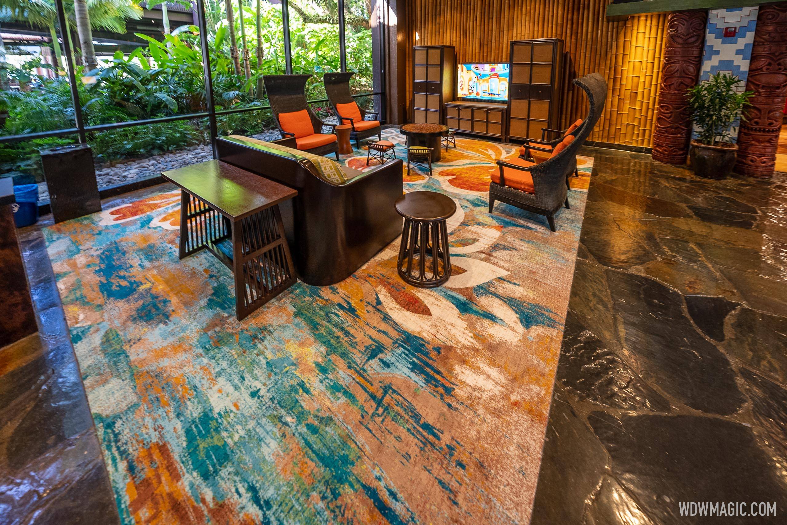 New rug color scheme at Disney's Polynesian Village Resort lobby