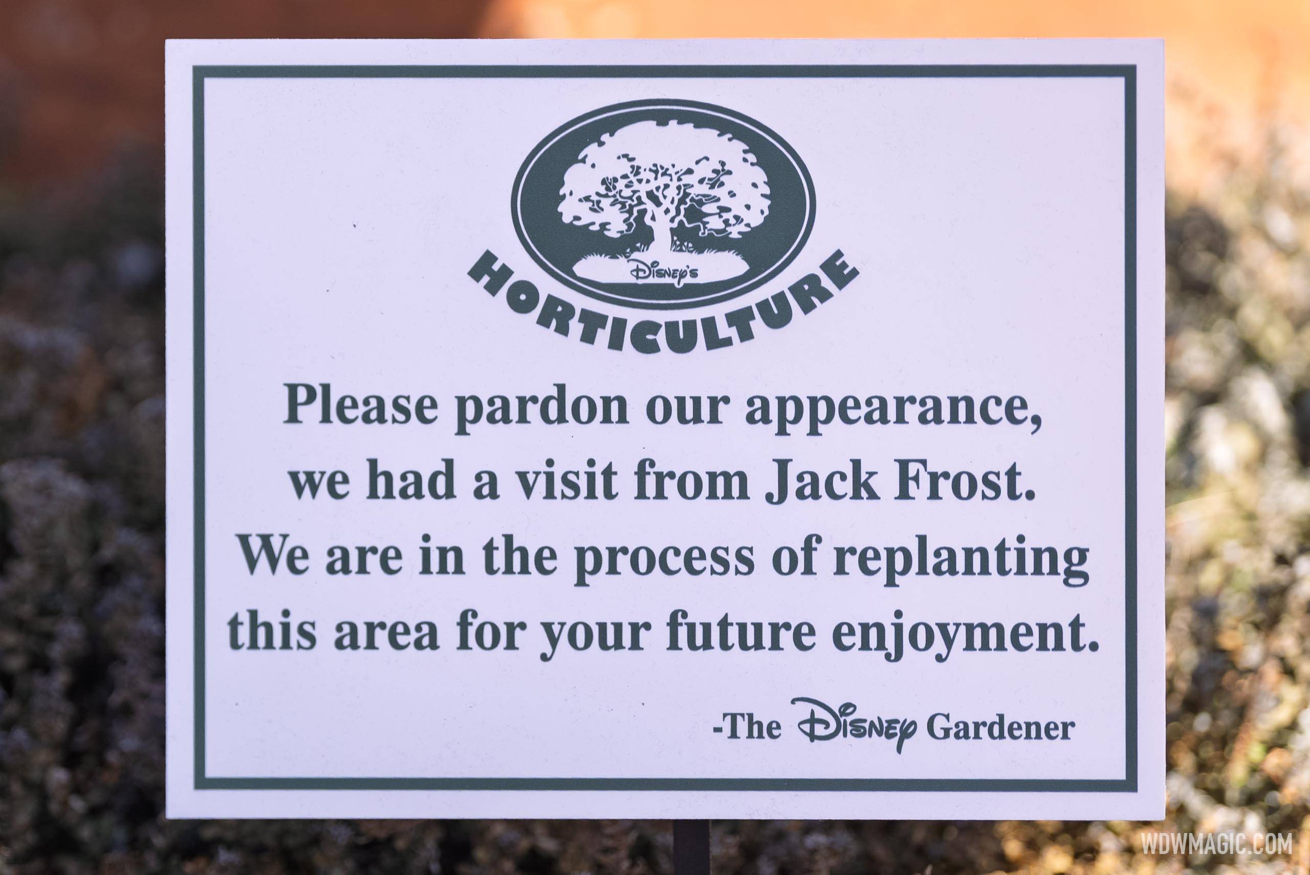 Horticulture Jack Frost sign