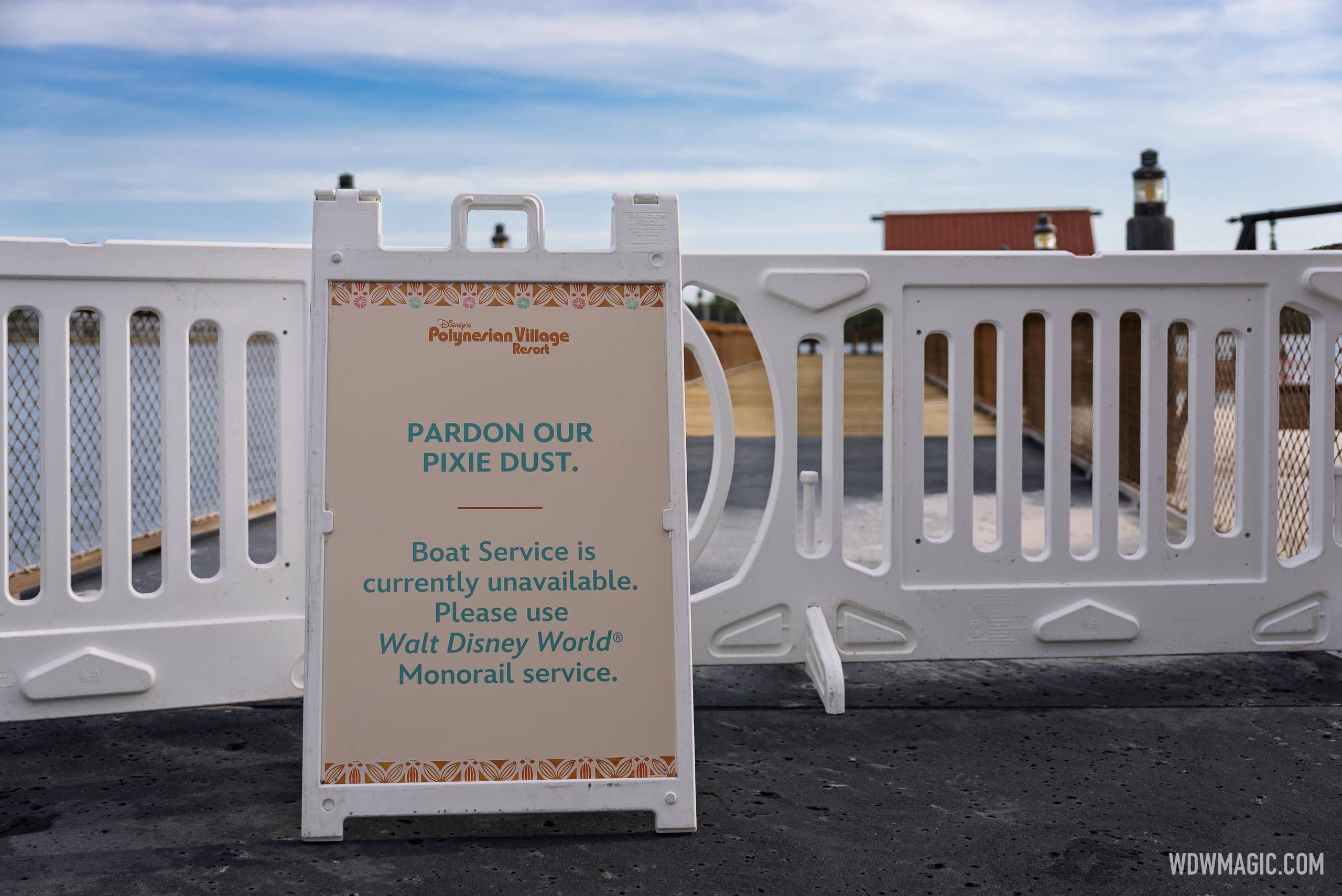 Disney's Polynesian Village Resort Dock Maintenance June 2026