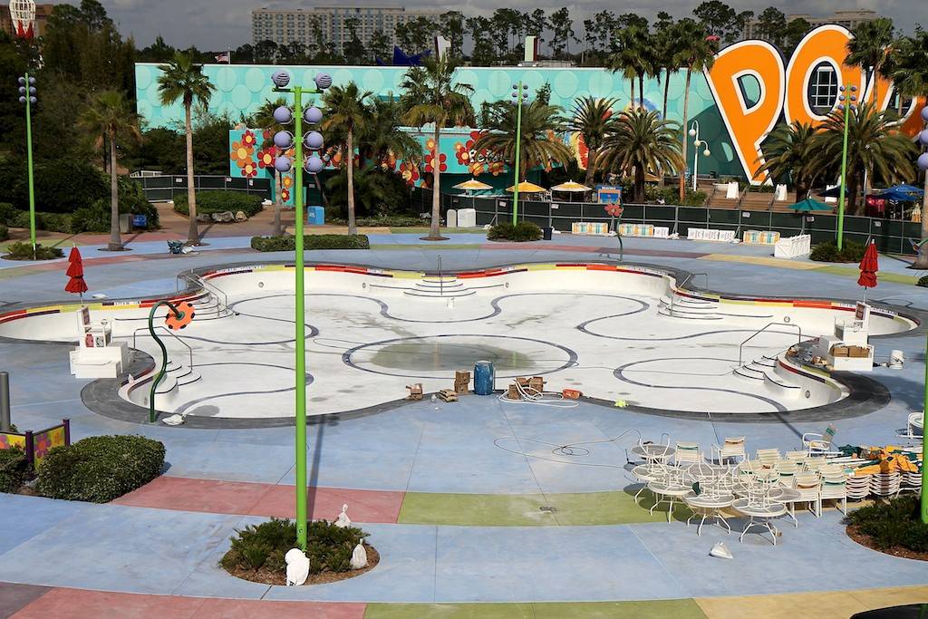 PHOTOS - Hippy Dippy Pool refurbishment at Disney's Pop Century Resort