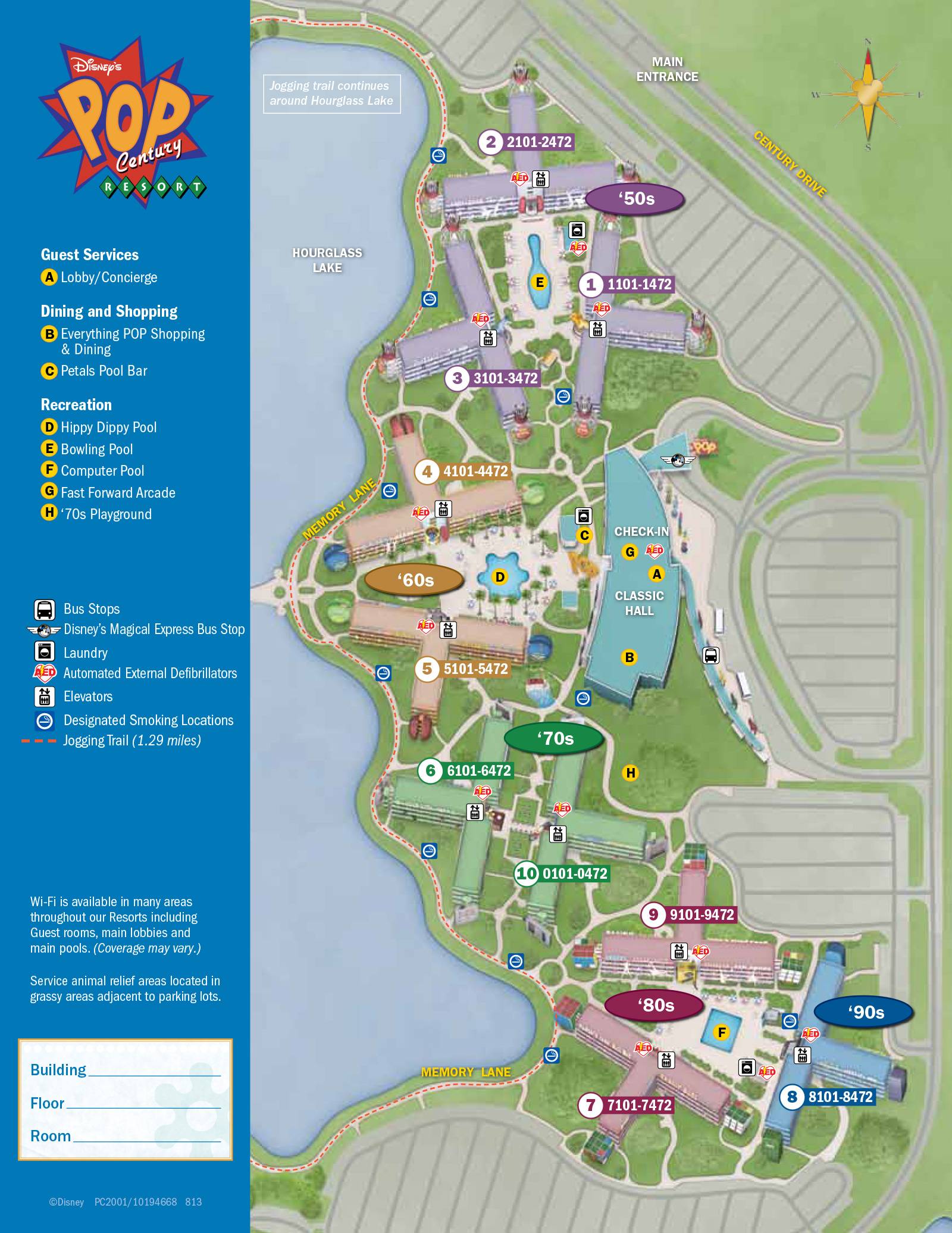 2013 Pop Century Resort guide map