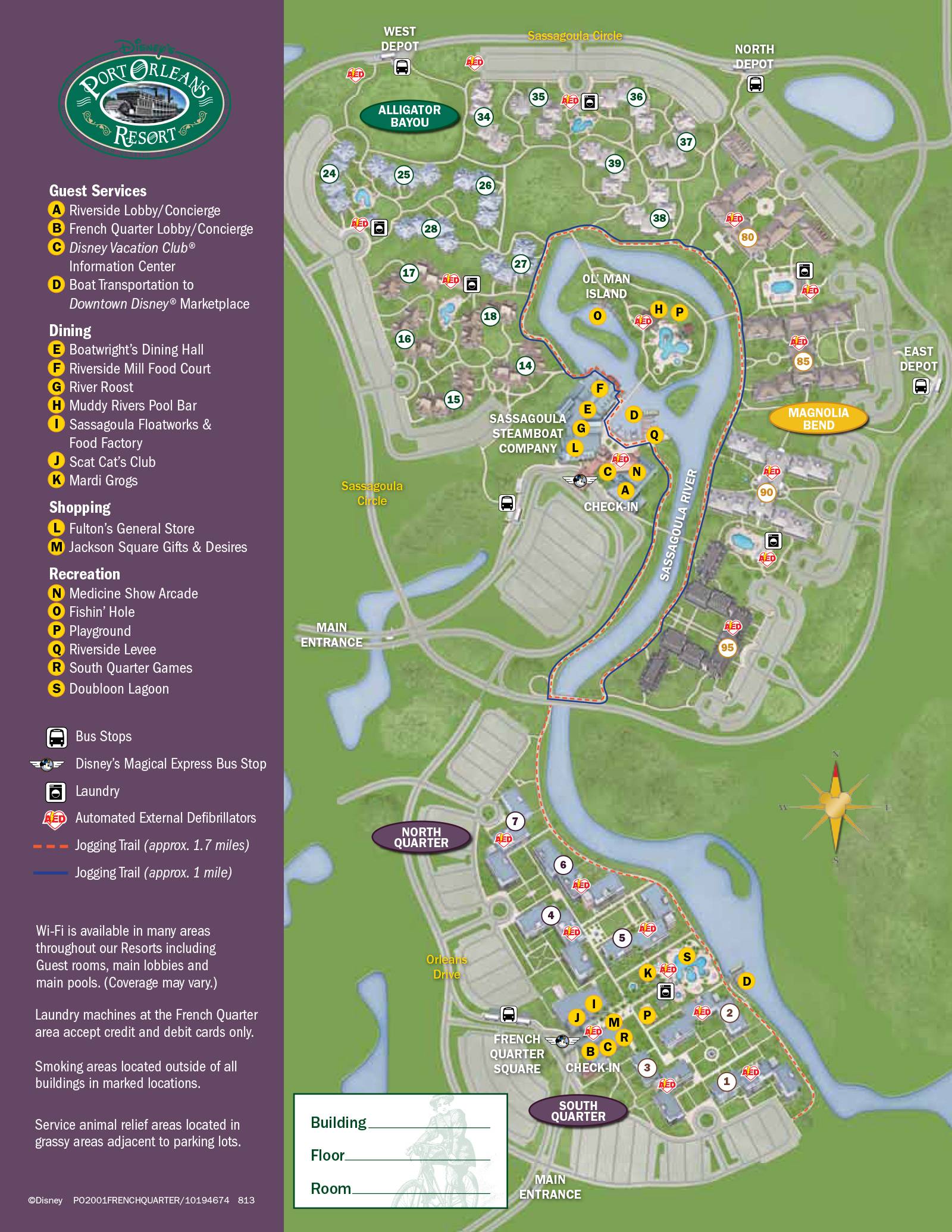 2013 Port Orleans French Quarter guide map