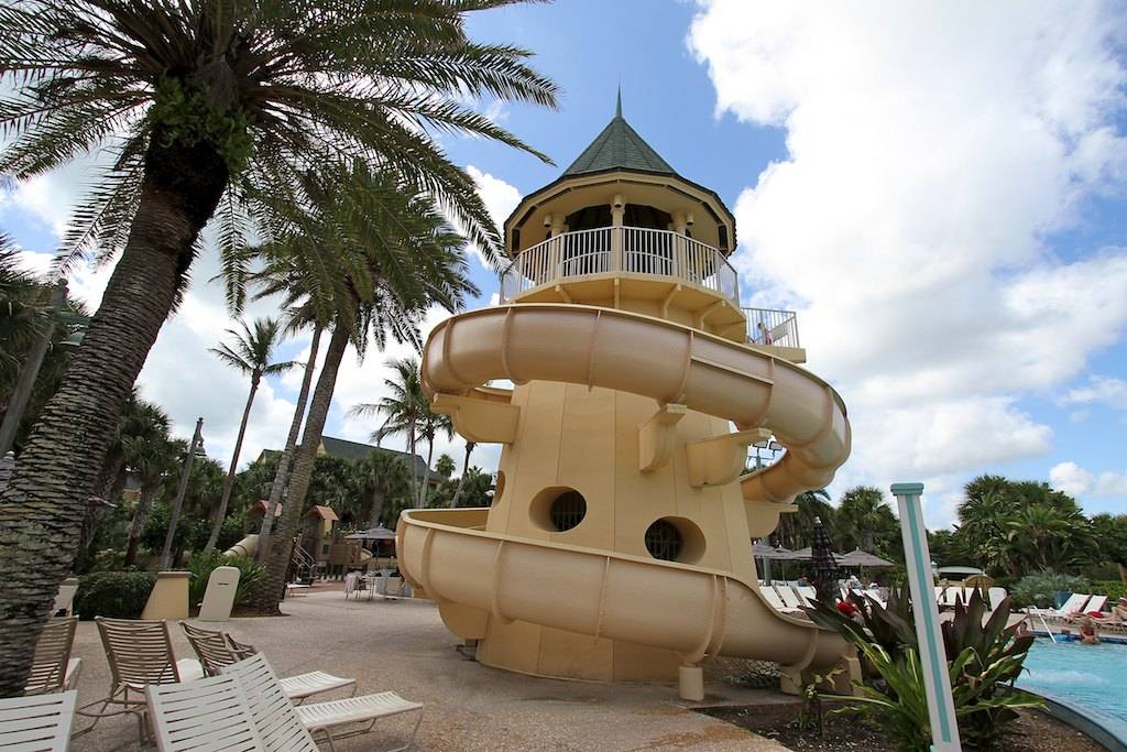 The 120ft long pool slide
