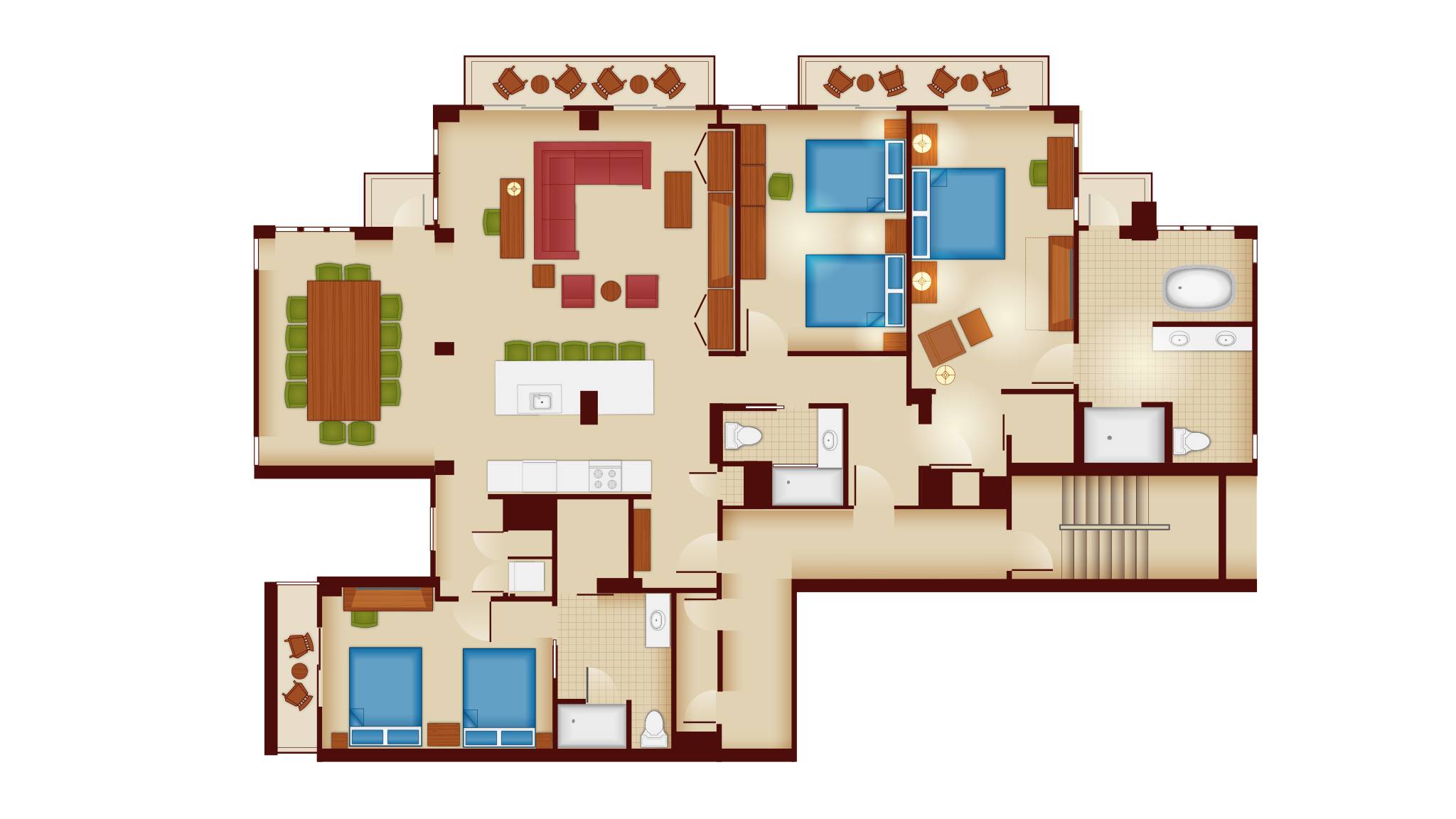 Copper Creek Villas and Cabins - 3 Bedroom Grand Villa floor plan