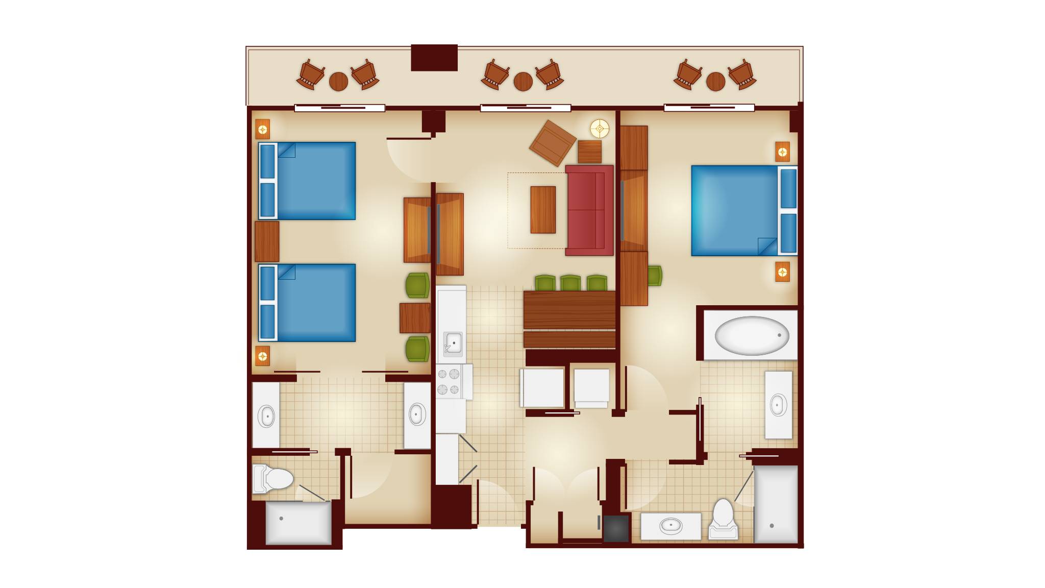 Copper Creek Villas and Cabins - 2 Bedroom Villa floor plan