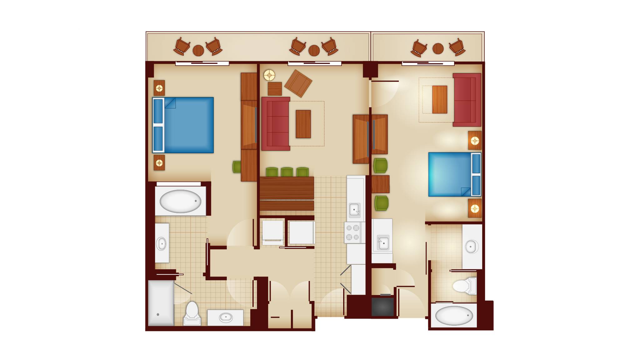 Copper Creek Villas and Cabins - 2 Bedroom Villa floor plan lock-ff