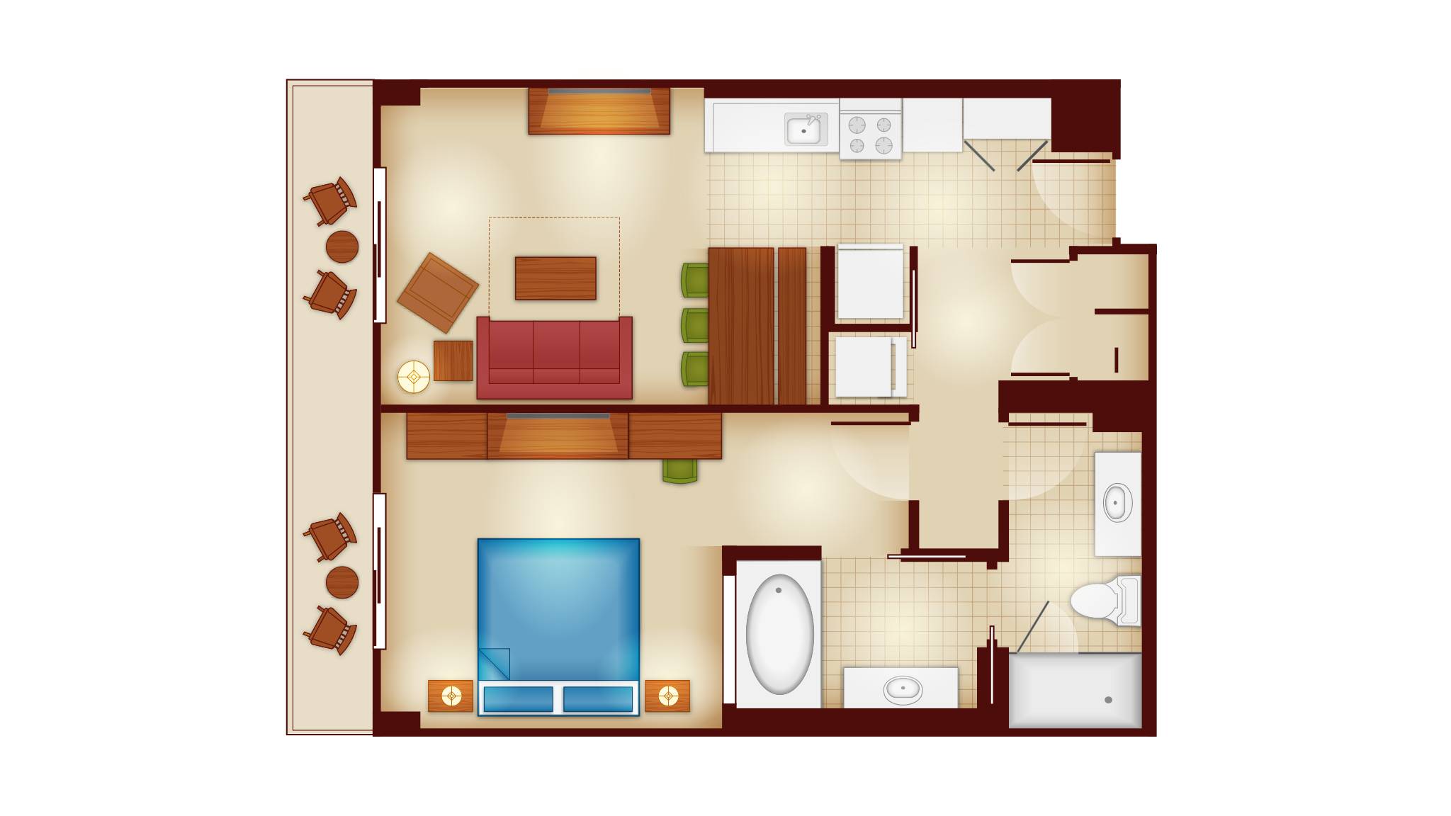 Copper Creek Villas and Cabins - 1 Bedroom Villa floor plan