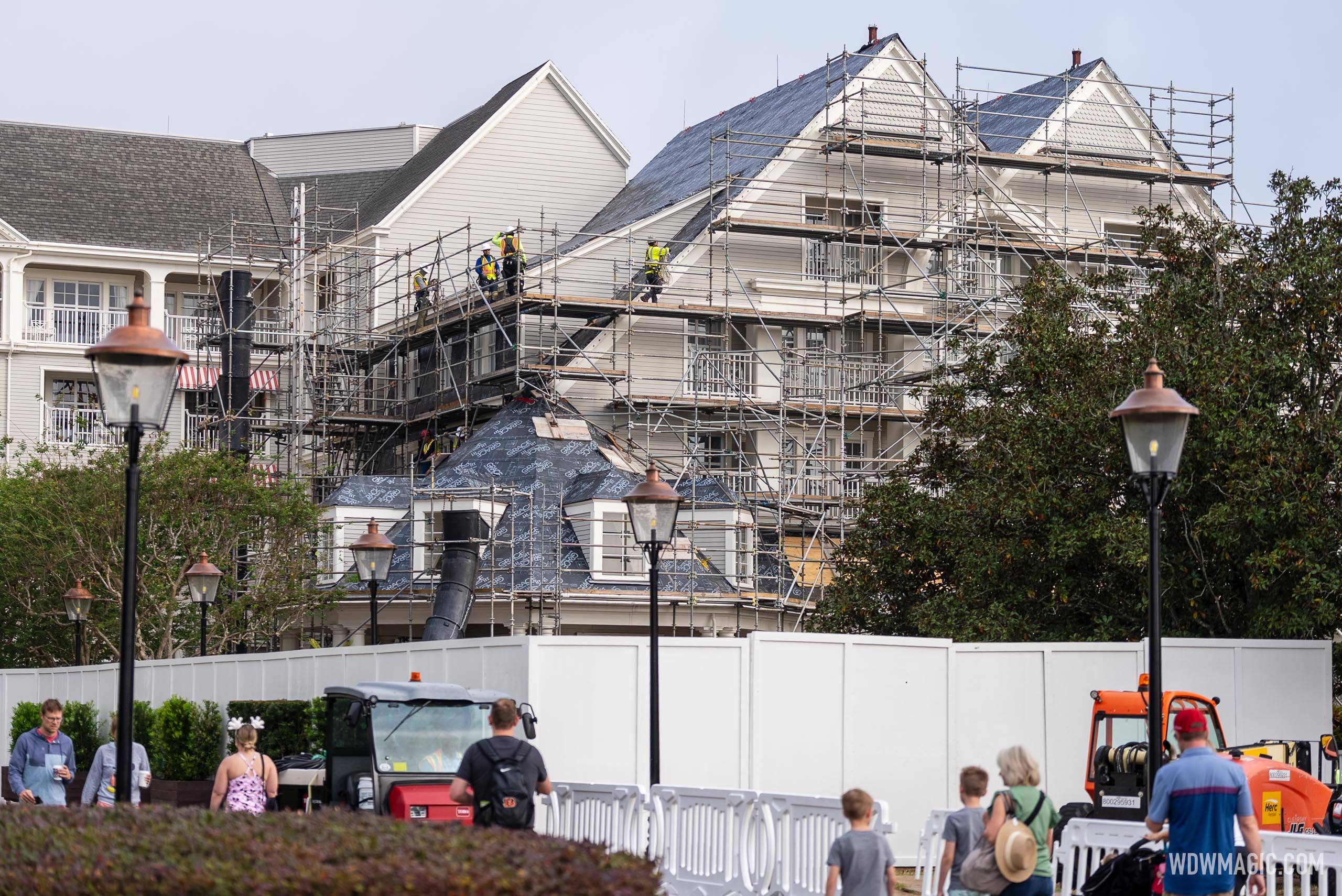 Scaffolding Goes Up as Disney's Yacht Club Undergoes Roof Renovation
