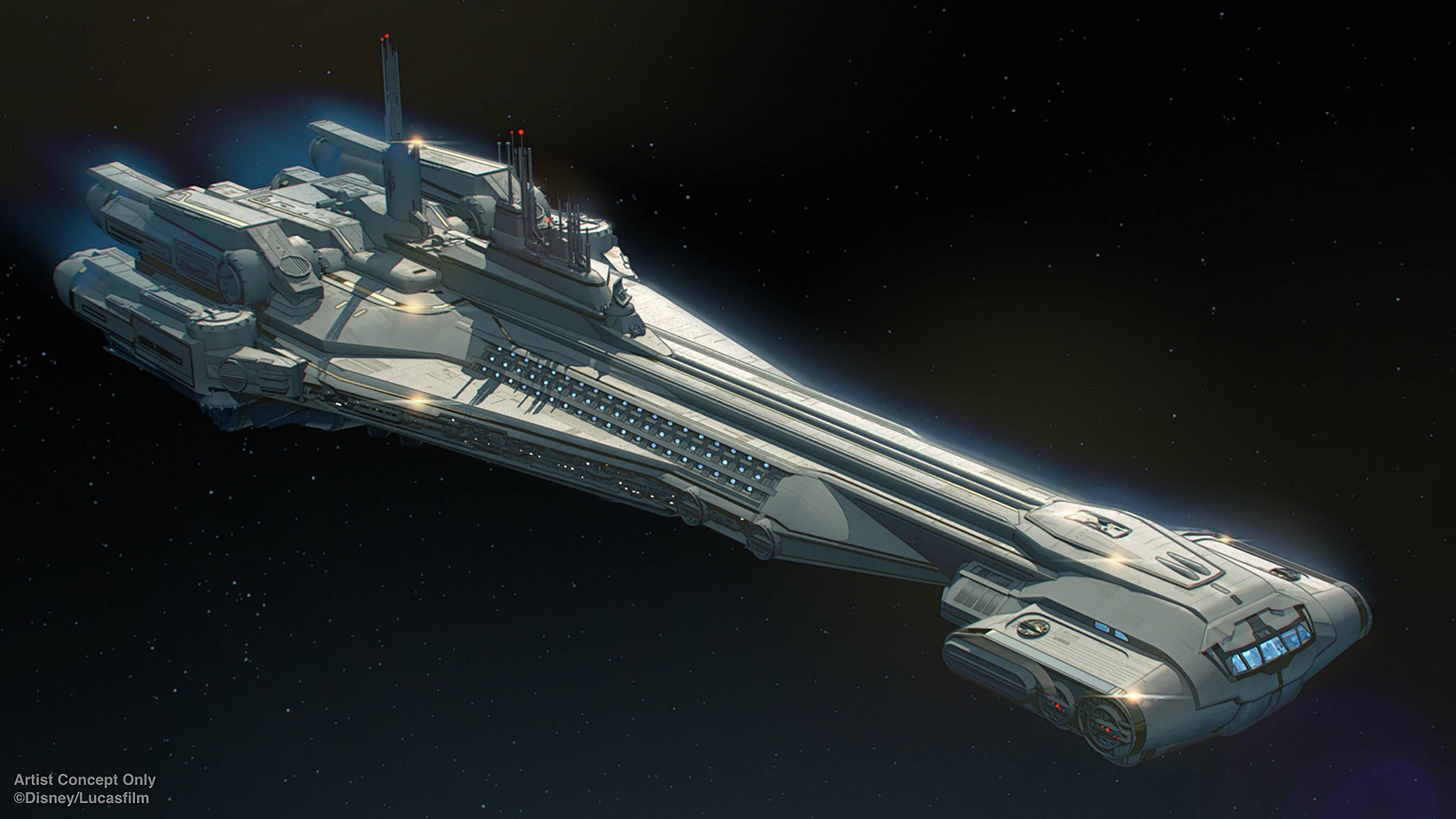 Star Wars Galactic Starcruiser concept art and model