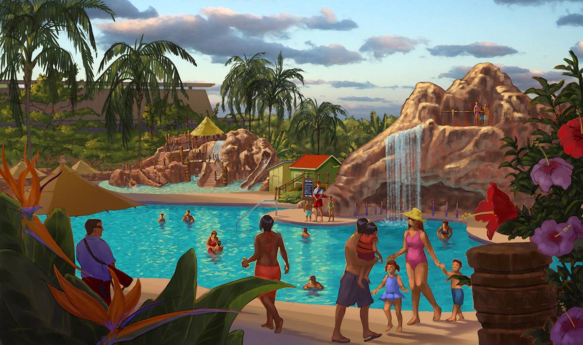 Concept art of the new Lava Pool at Disney's Polynesian Village Resort
