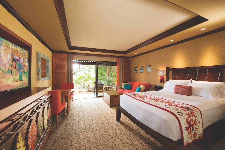 Inside a Deluxe Studio room at Disney’s Polynesian Villas and Bungalows