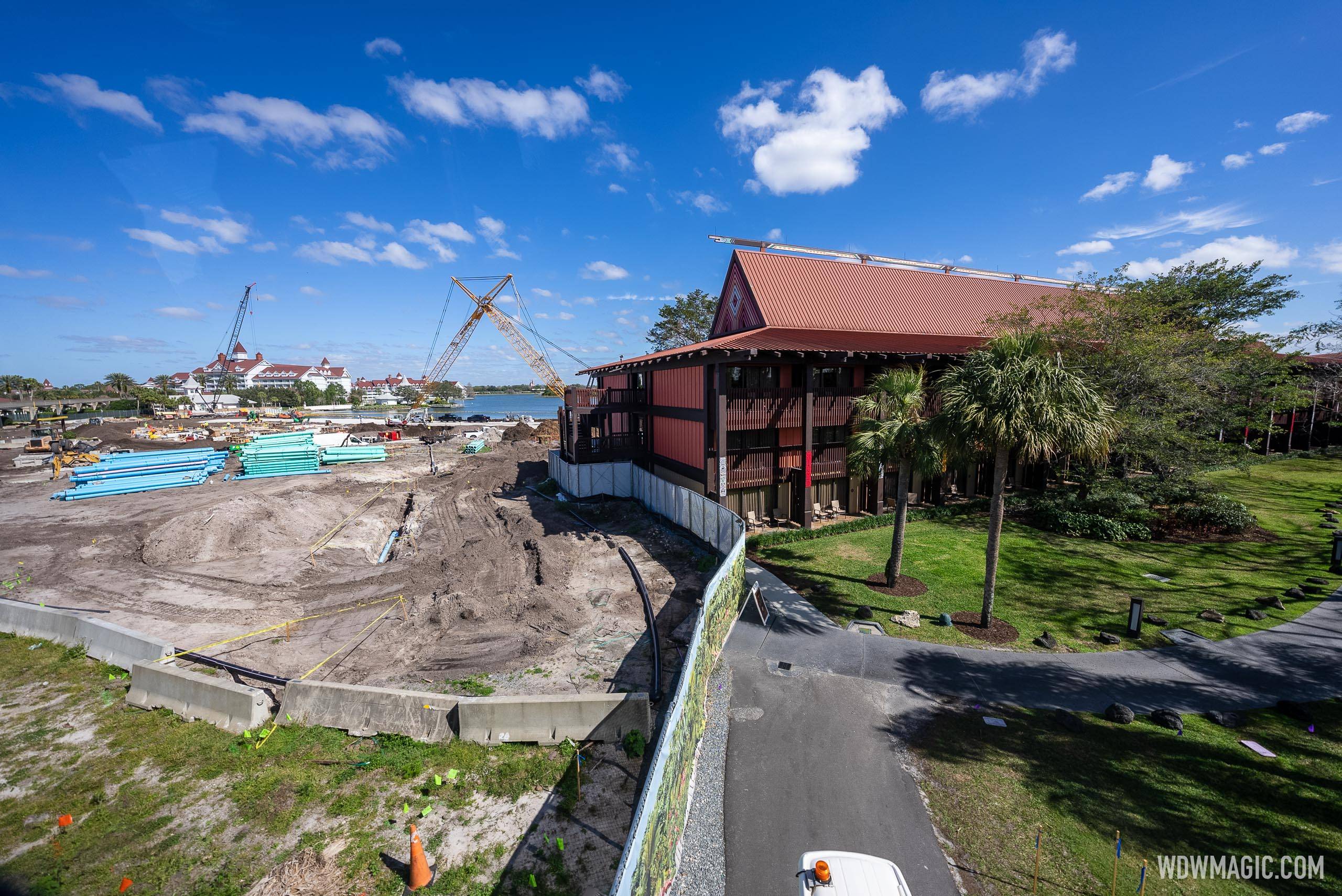 Polynesian Resort Disney Vacation Club tower construction - February 16 2023
