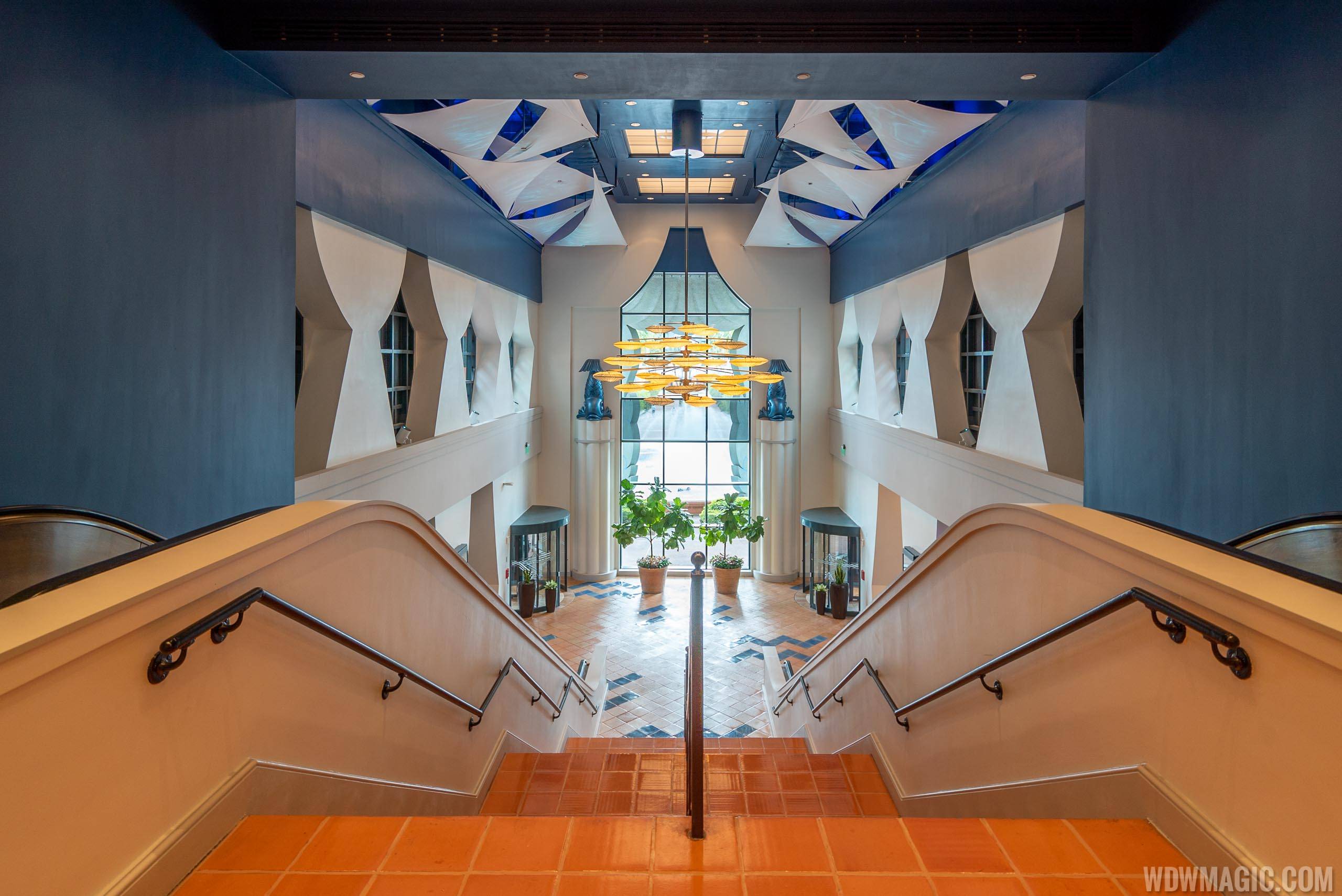 New look Walt Disney World Dolphin escalator and stairway