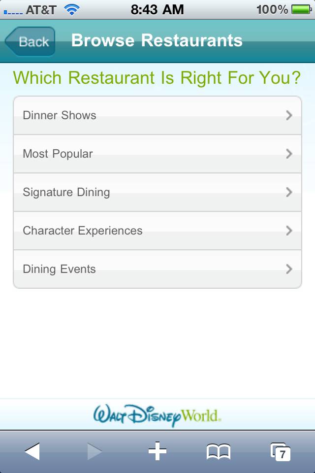 Mobile dining reservations iPhone screen shots
