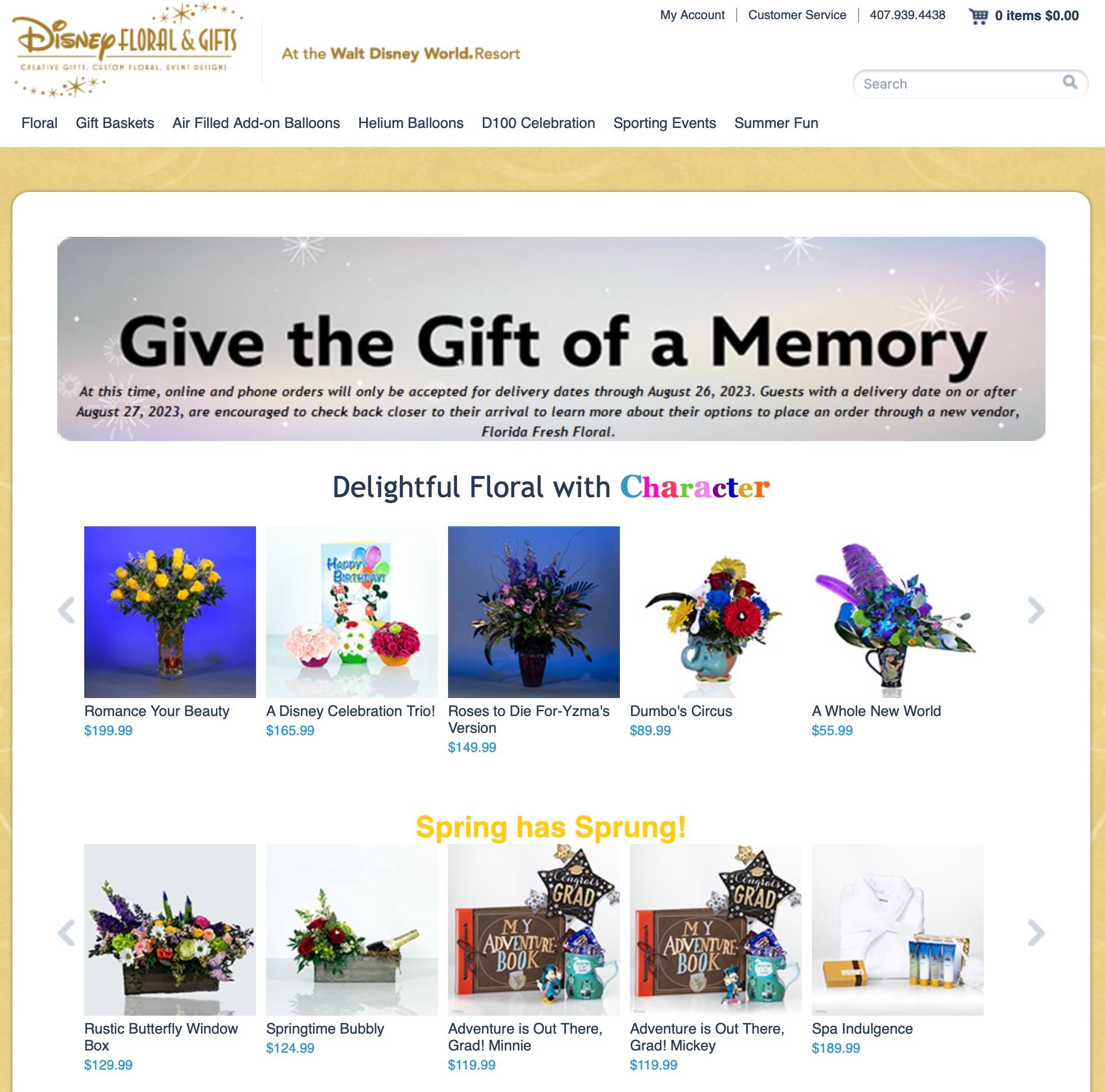 Disney Floral and Gifts website