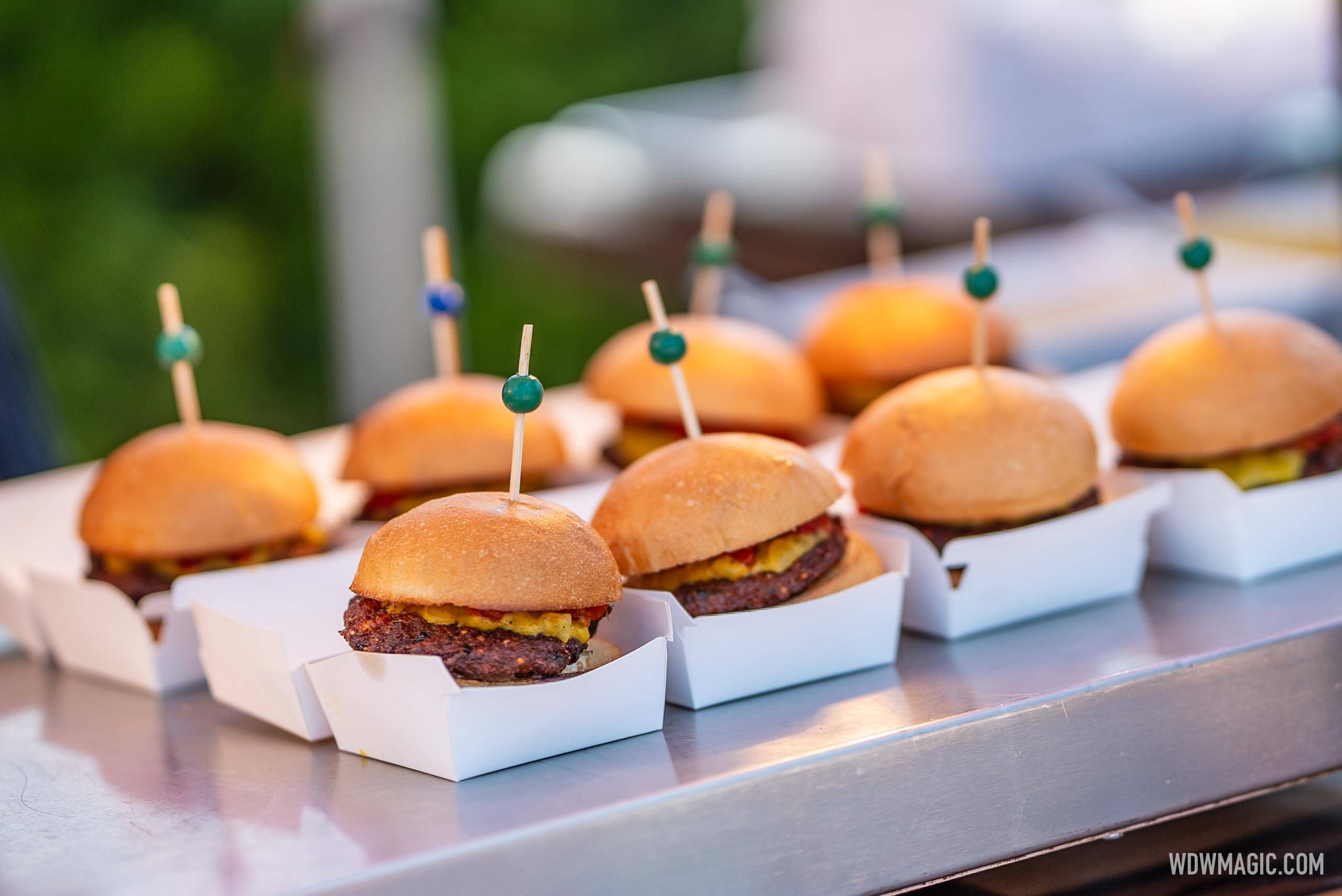Vegetable Galette Slider: Griddled with Hand-Formed Zucchini and Carrot “Cake”, Secret Sauce, Sweet Onion-Mustard Relish, Tomato “Jelly”, Locally Sourced Brioche Bun