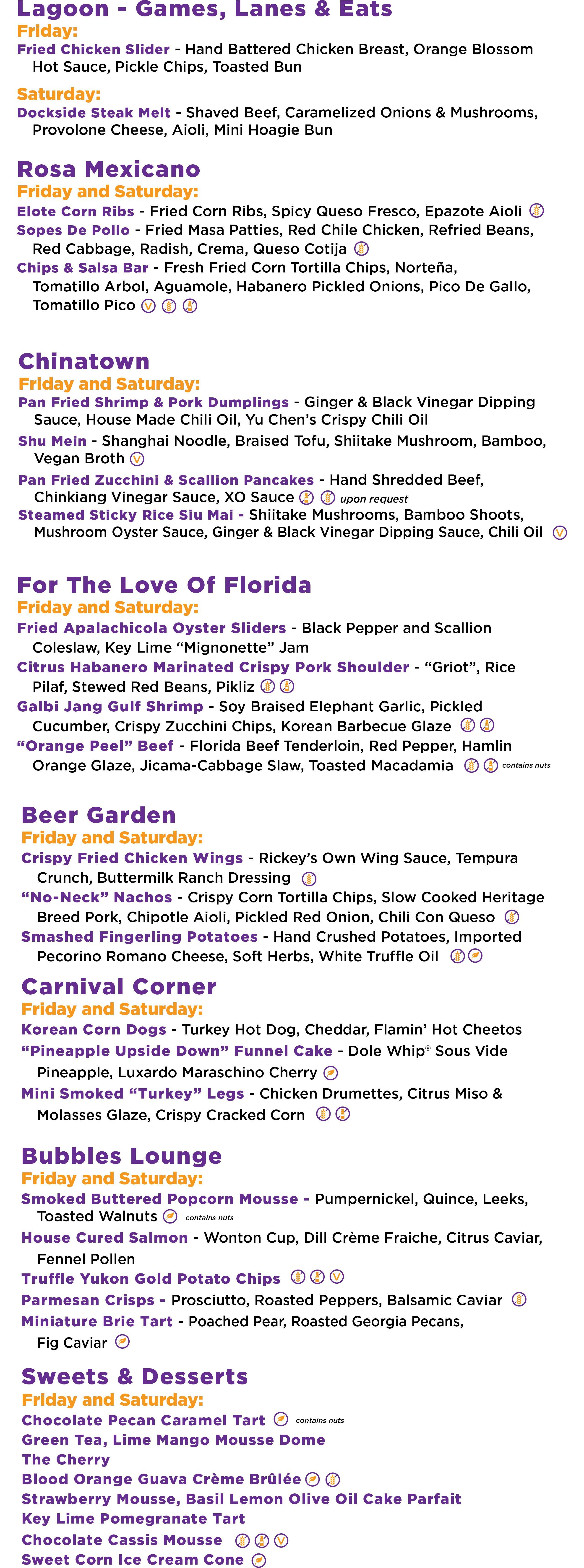 2025 Walt Disney World Swan and Dolphin Food and Wine Classic Menu