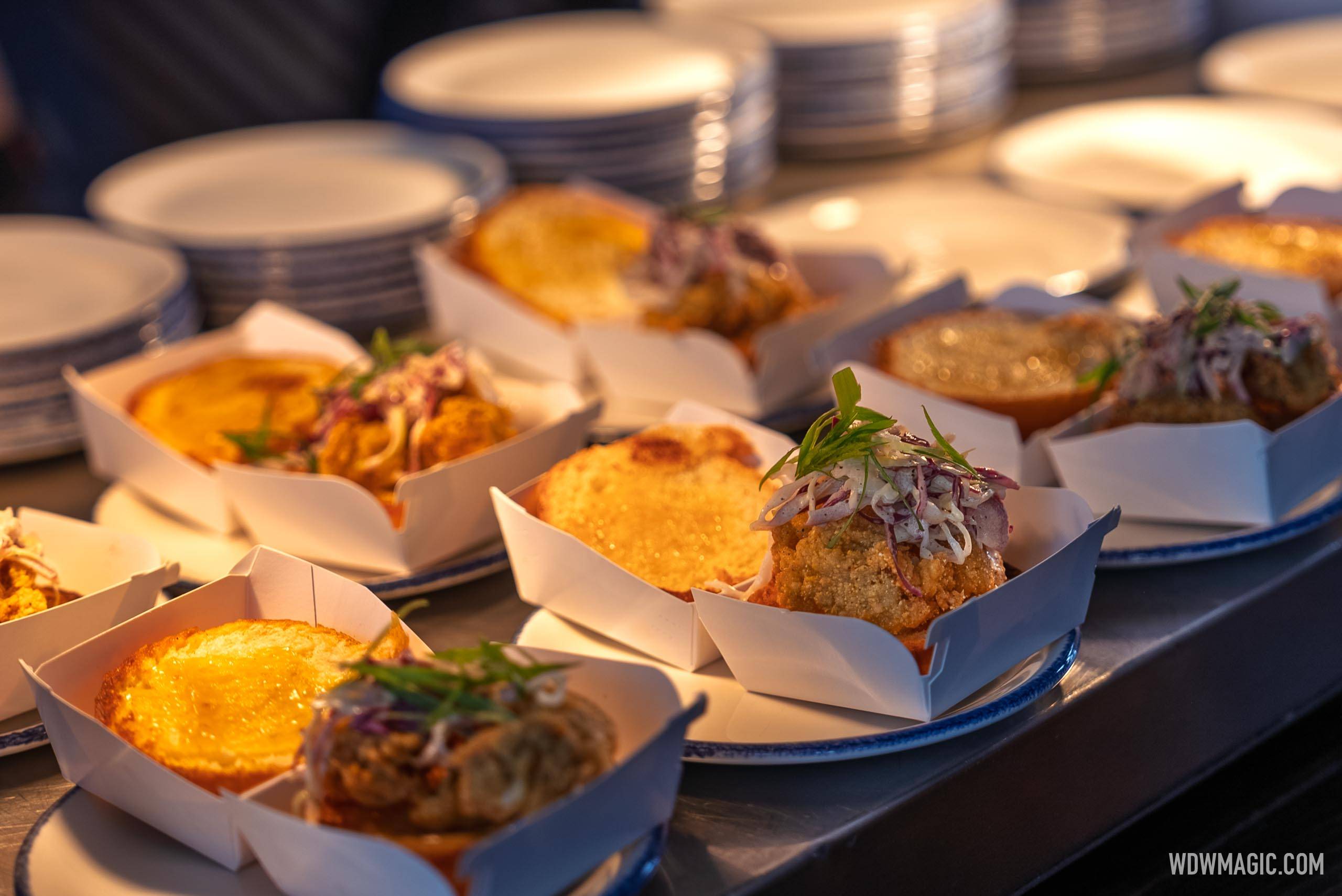 Fried Apalachicola Oyster Sliders (For the Love of Florida) – Topped with black pepper coleslaw and Key lime “mignonette” jam.
