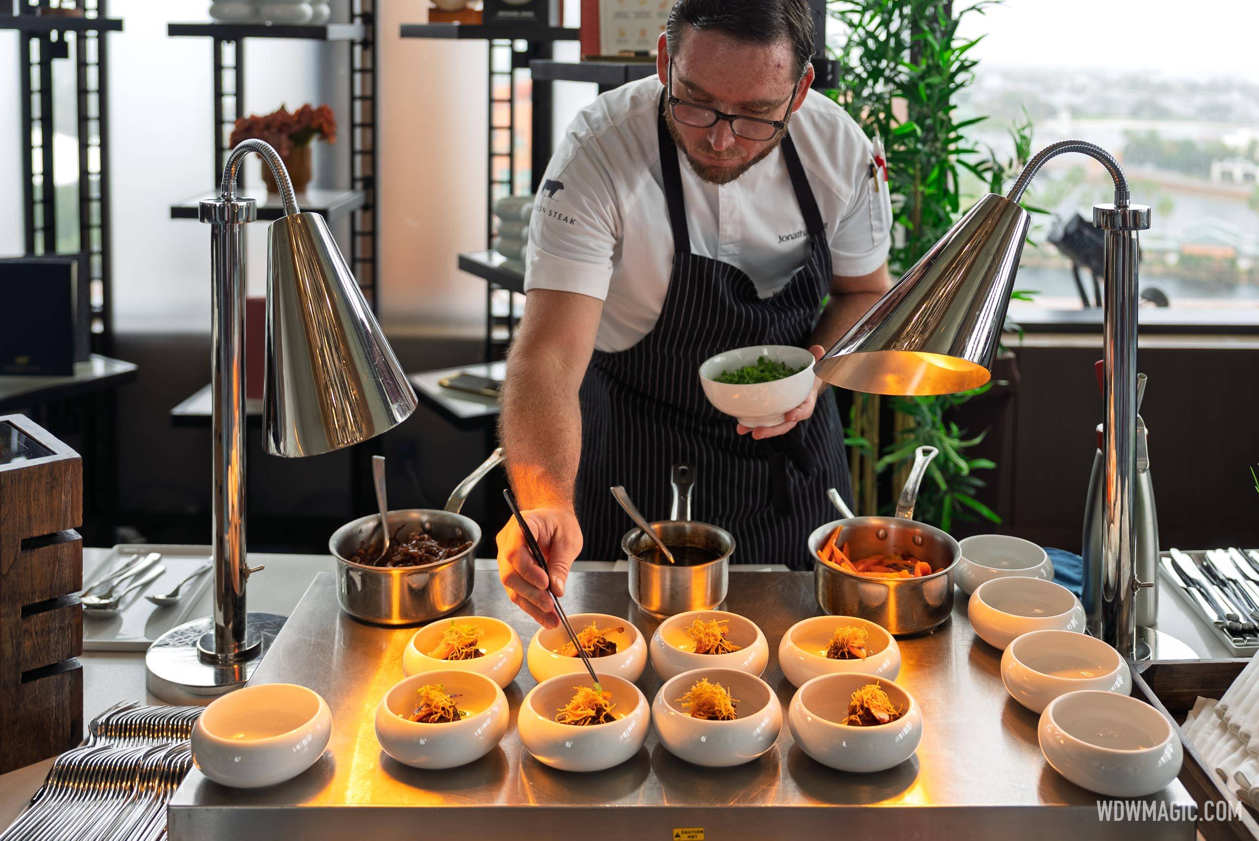 Slow Braised Wagyu Beef Short Rib (Bourbon Steak) – Celery root espuma and shallot marmalade.