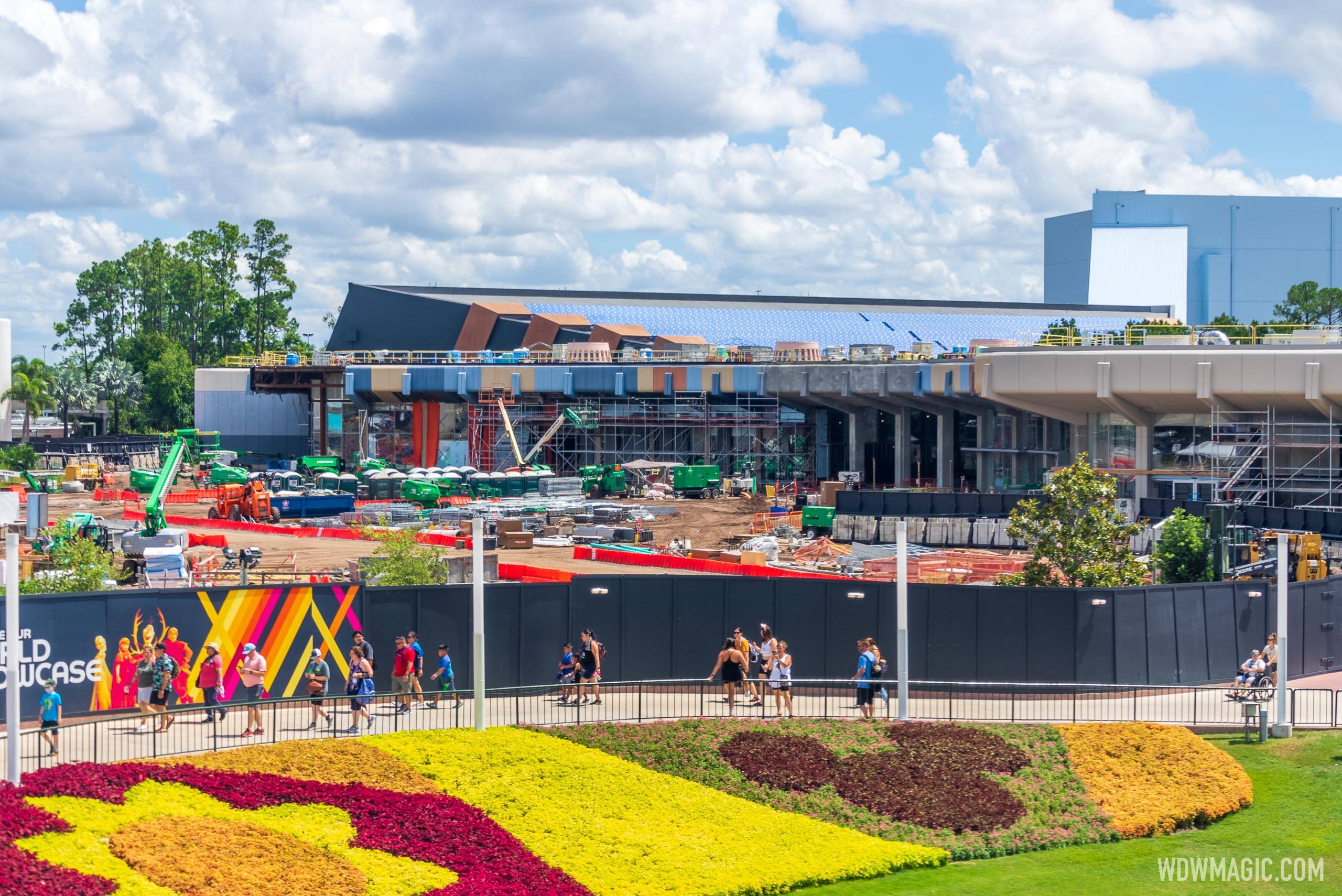 Monorail view of Creations Shop and Club Cool construction at EPCOT