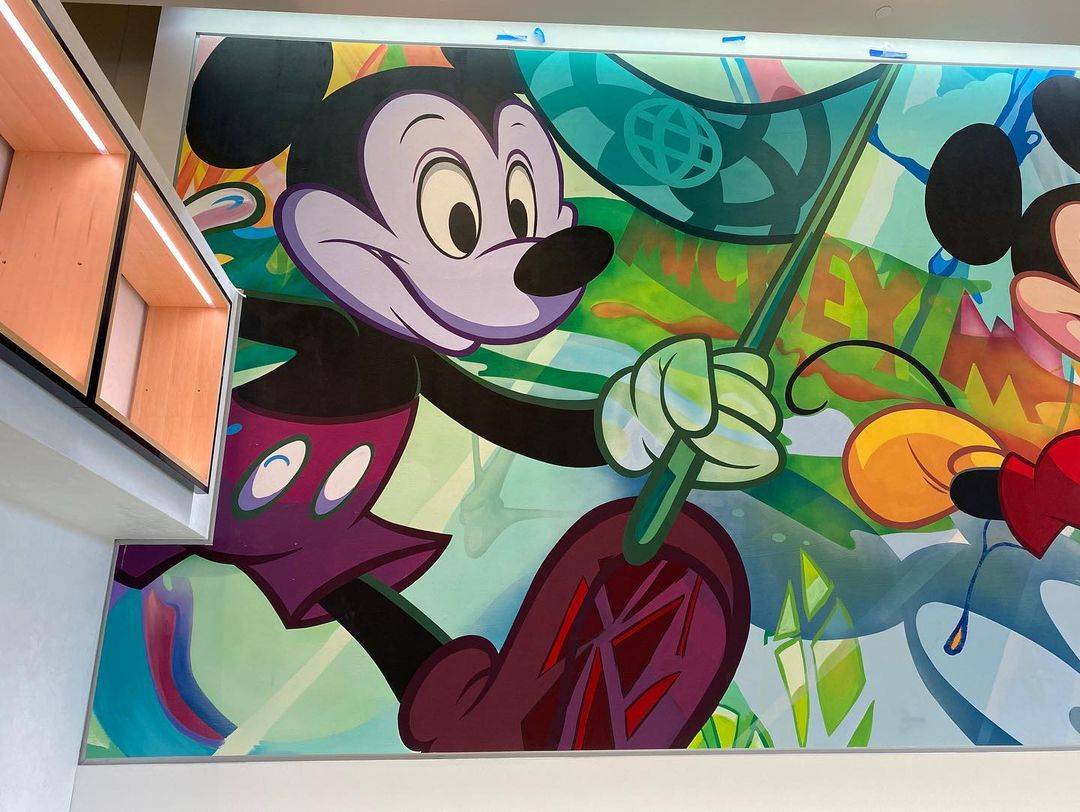 Mouse in Motion Mickey Mouse mural inside Creations Shop