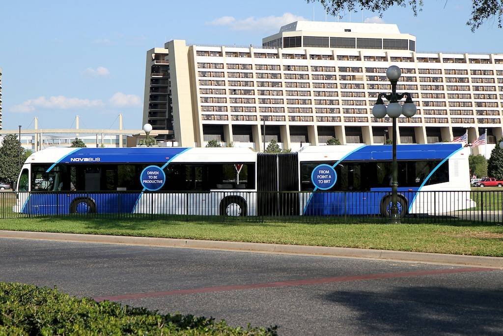 Articulated bus testing resumes today at Walt Disney World