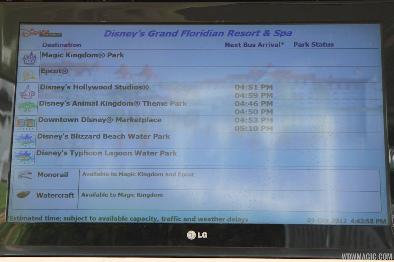 PHOTOS - Grand Floridian bus stop now equipped with transportation schedule screen