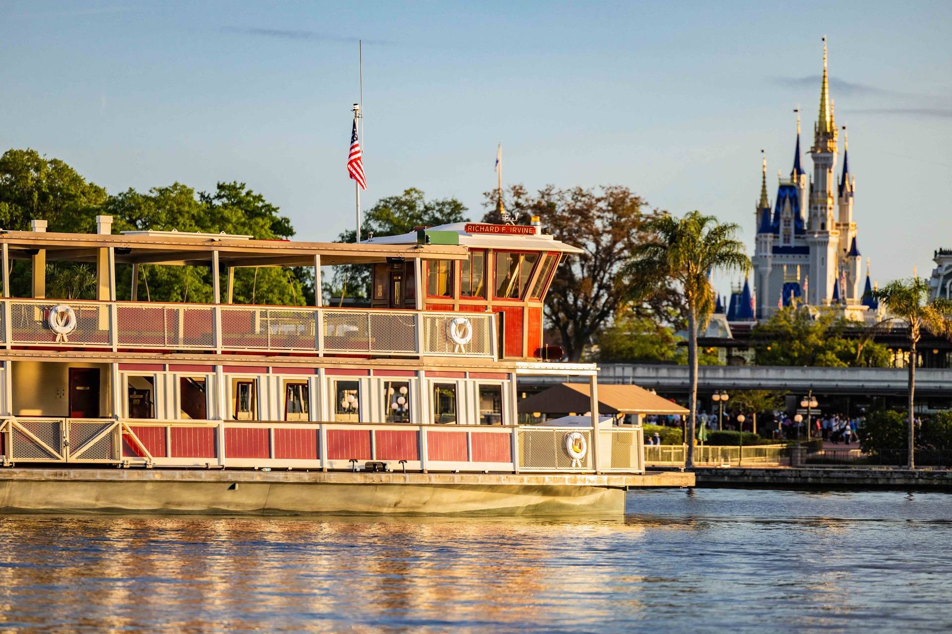 Magic Kingdom ferry at Seven Seas Lagoon