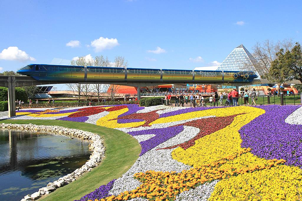 Monorail TRON and the Epcot Flower and Garden Festival