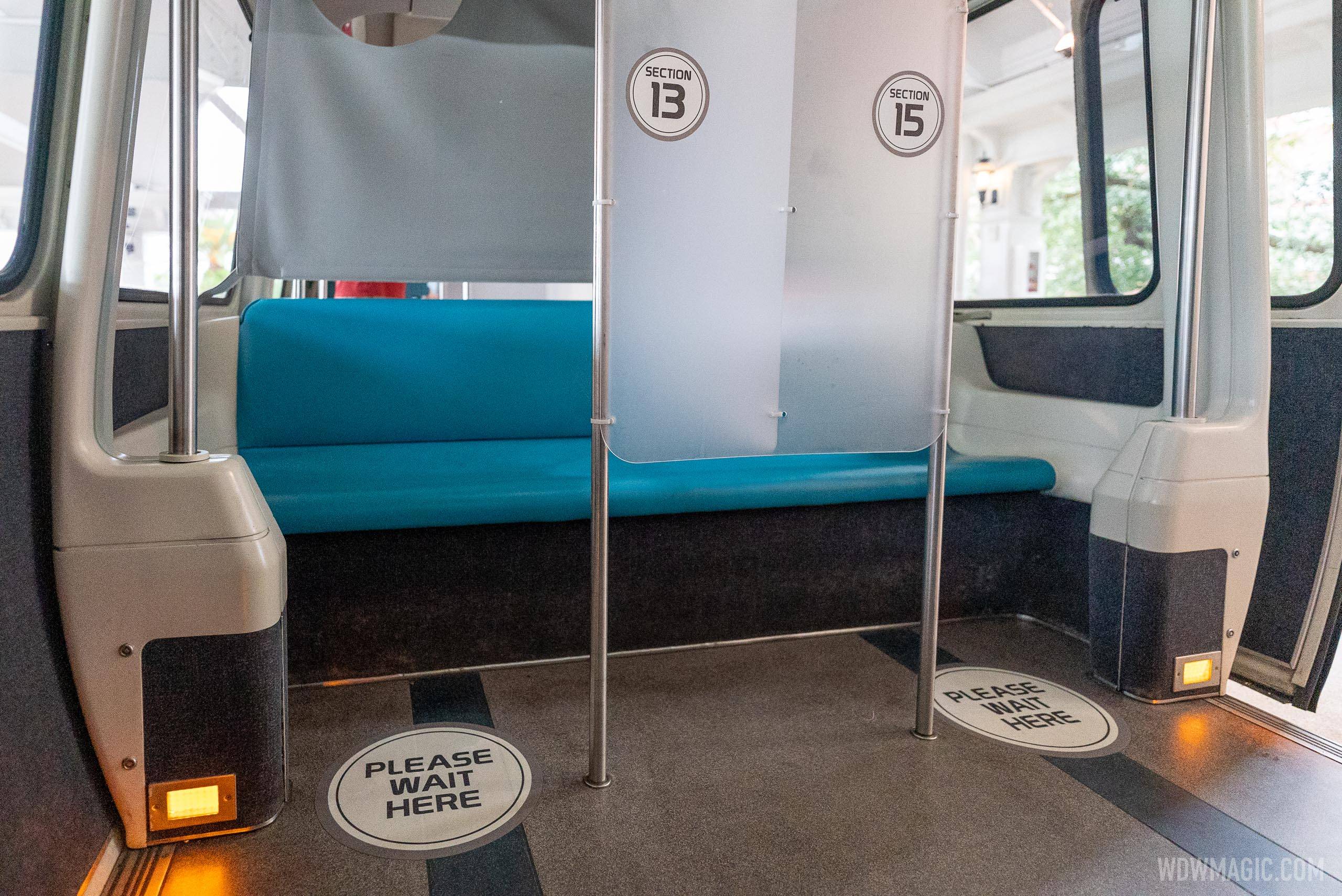 Standing spots installed inside the monorail cabins