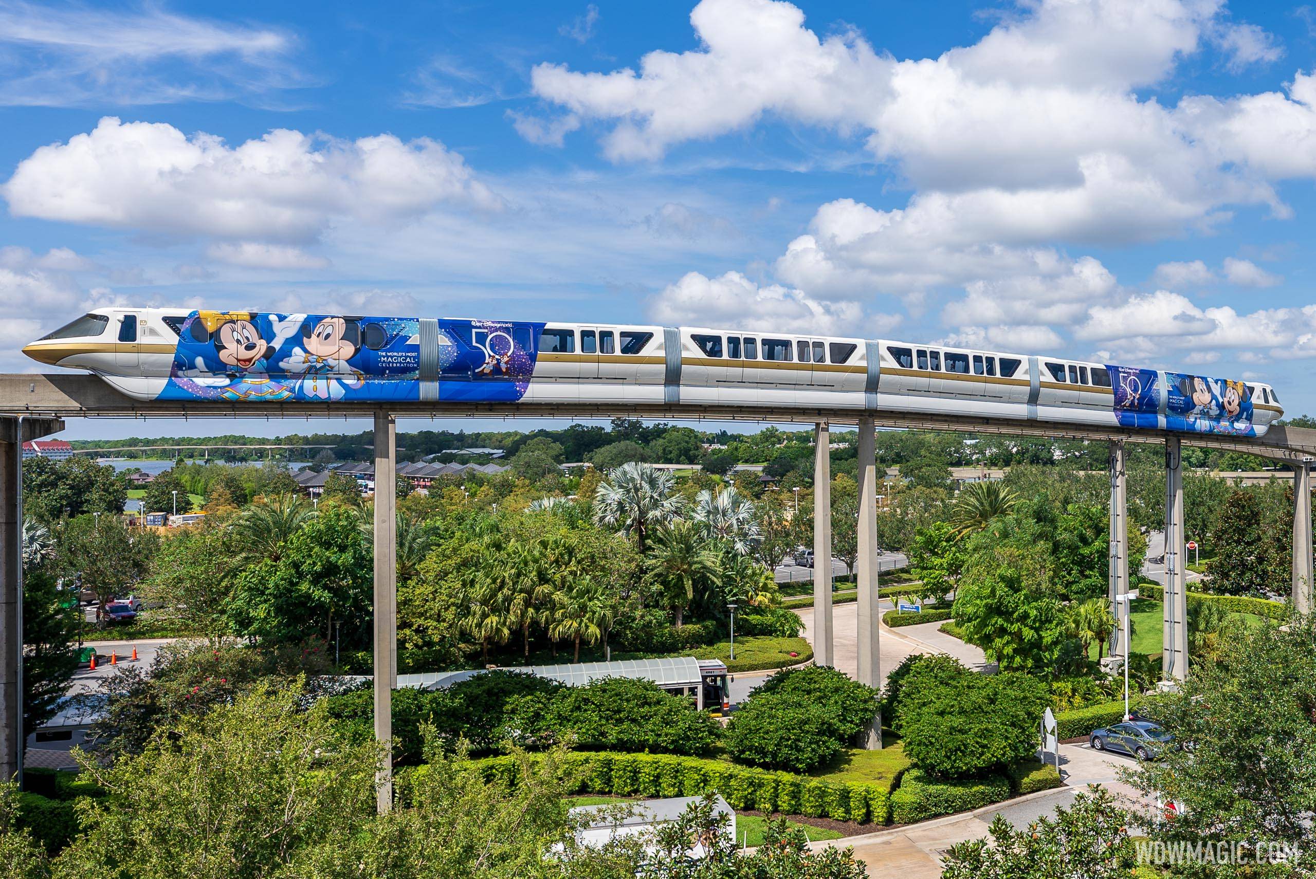 50th-anniversary wrap removed from Monorail Gold at Walt Disney World