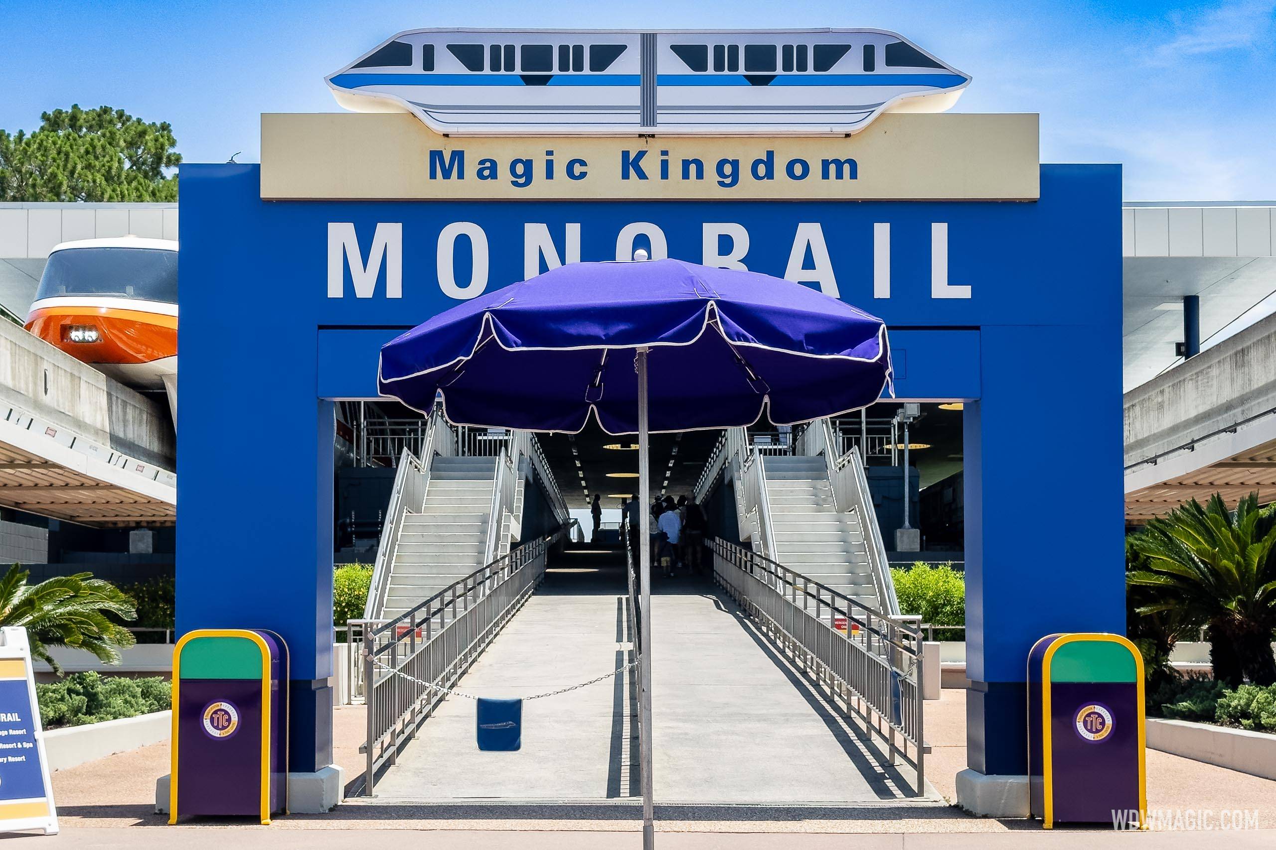 Walt Disney World Monorail gets an upgraded sign at TTC, including undercarriage lighting effect