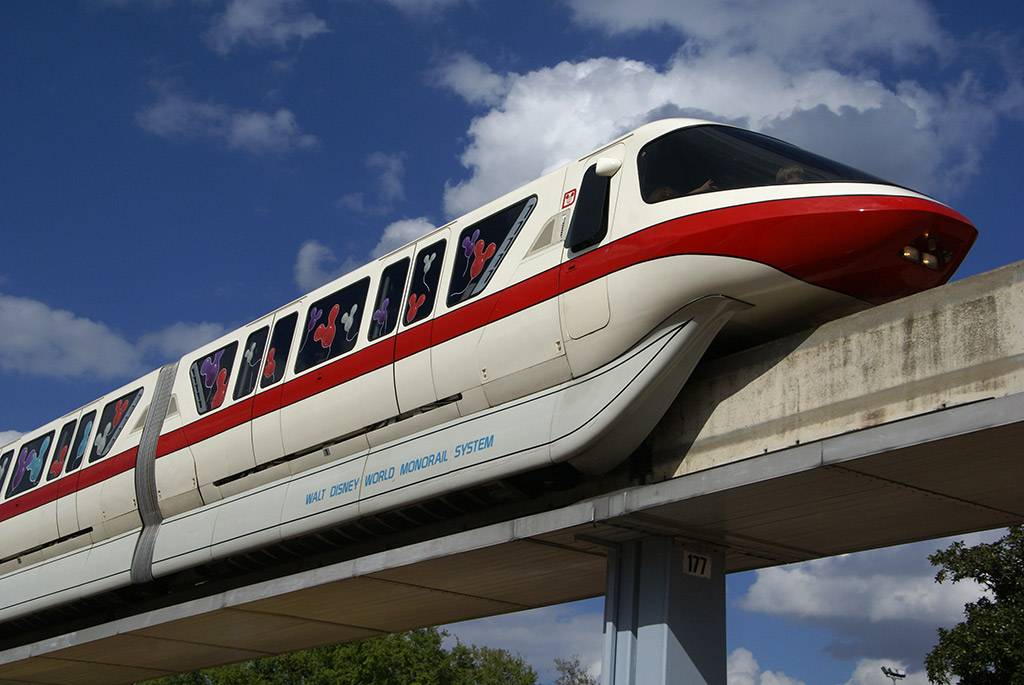 Monorail Red entering Epcot