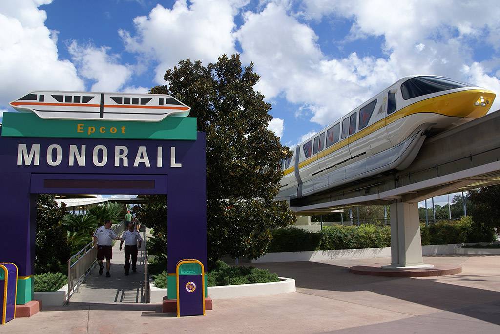 Monorail Yellow arrives at the TTC on the Epcot Line