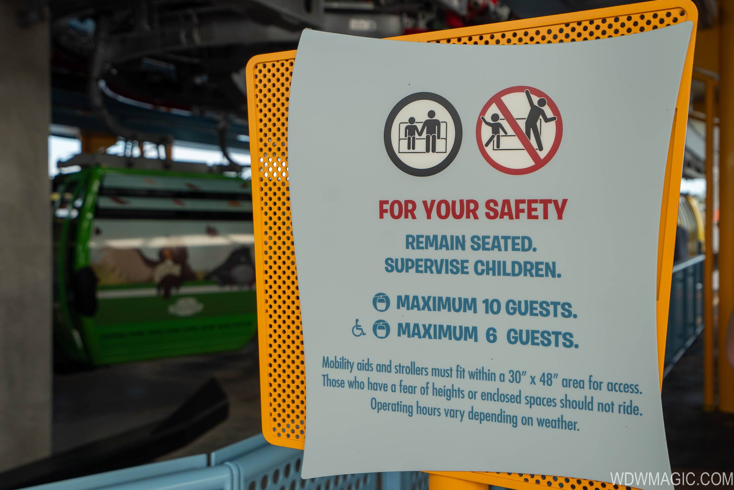 Disney Skyliner rider safety notice